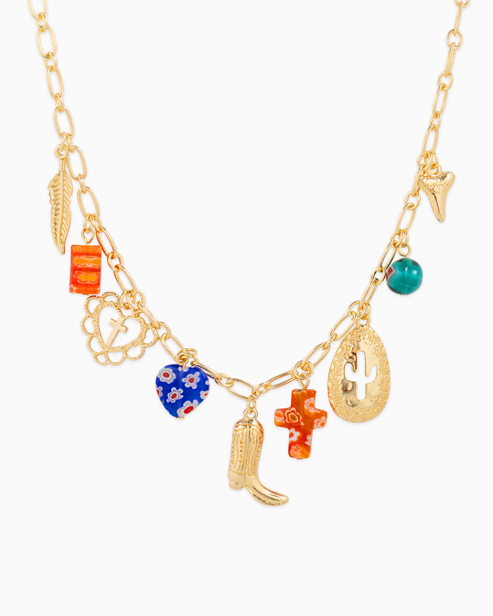 Western Multi Color Glass Charm Necklace