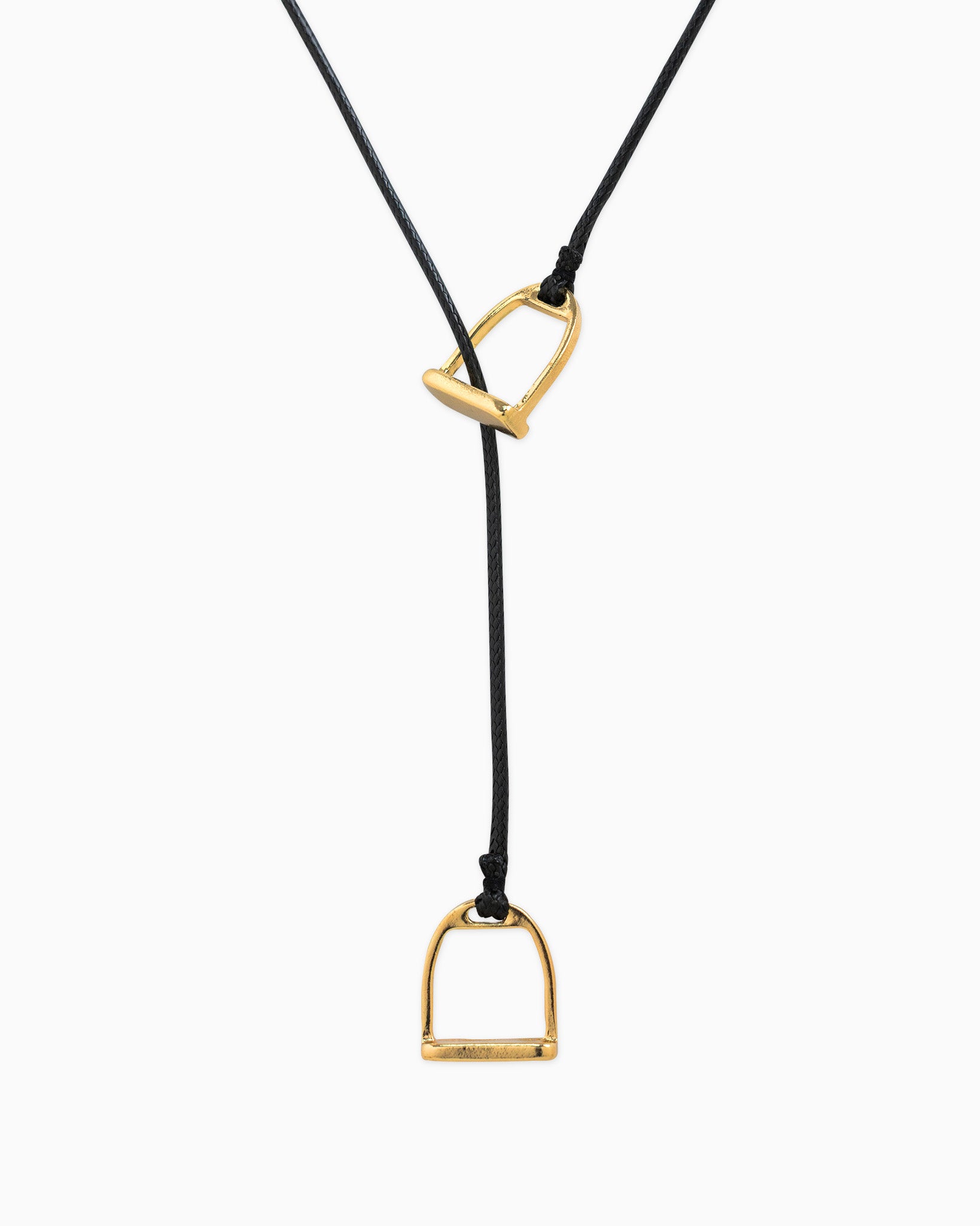 Y Drop Horsebit Pendant Cord Necklace