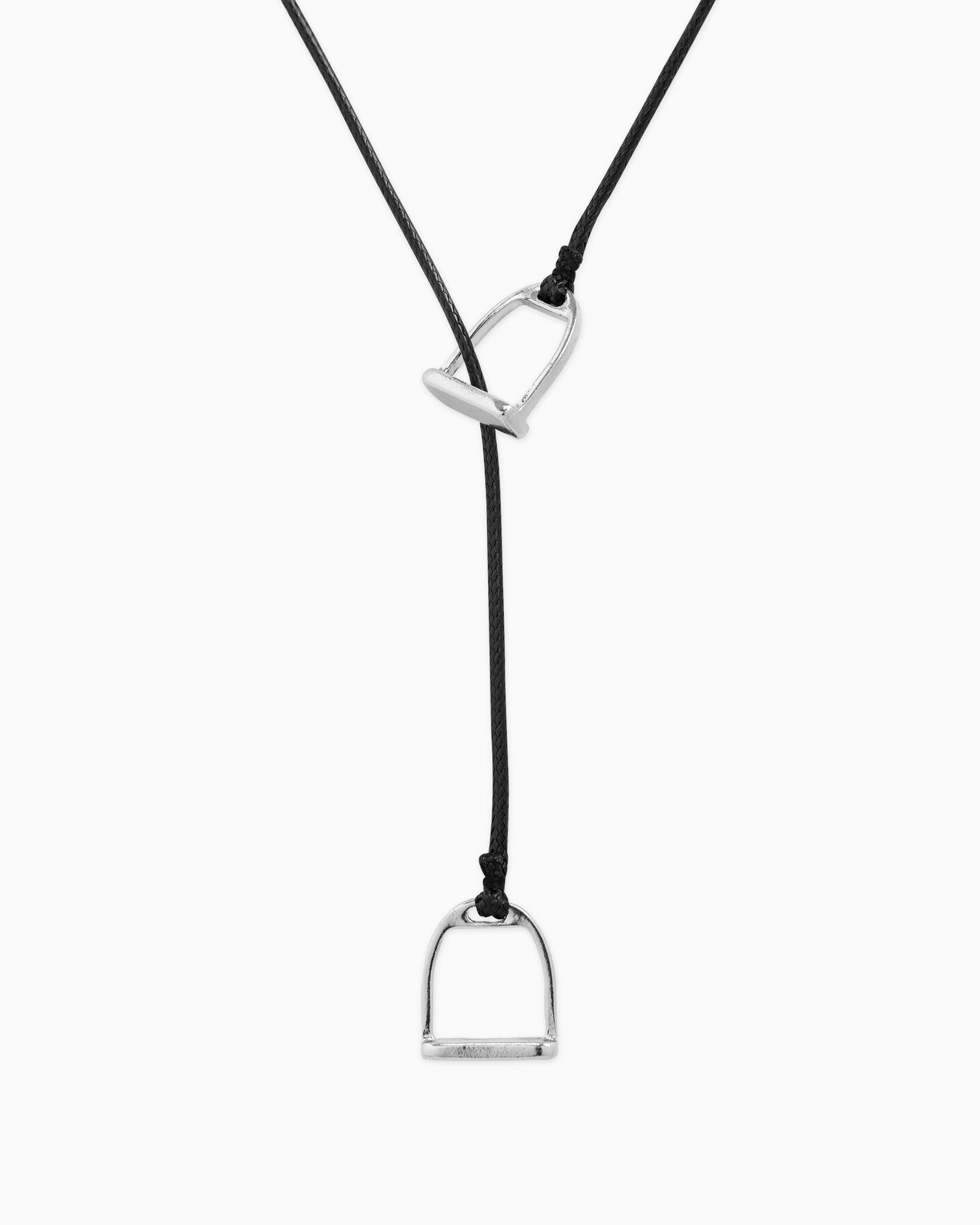 Y Drop Horsebit Pendant Cord Necklace