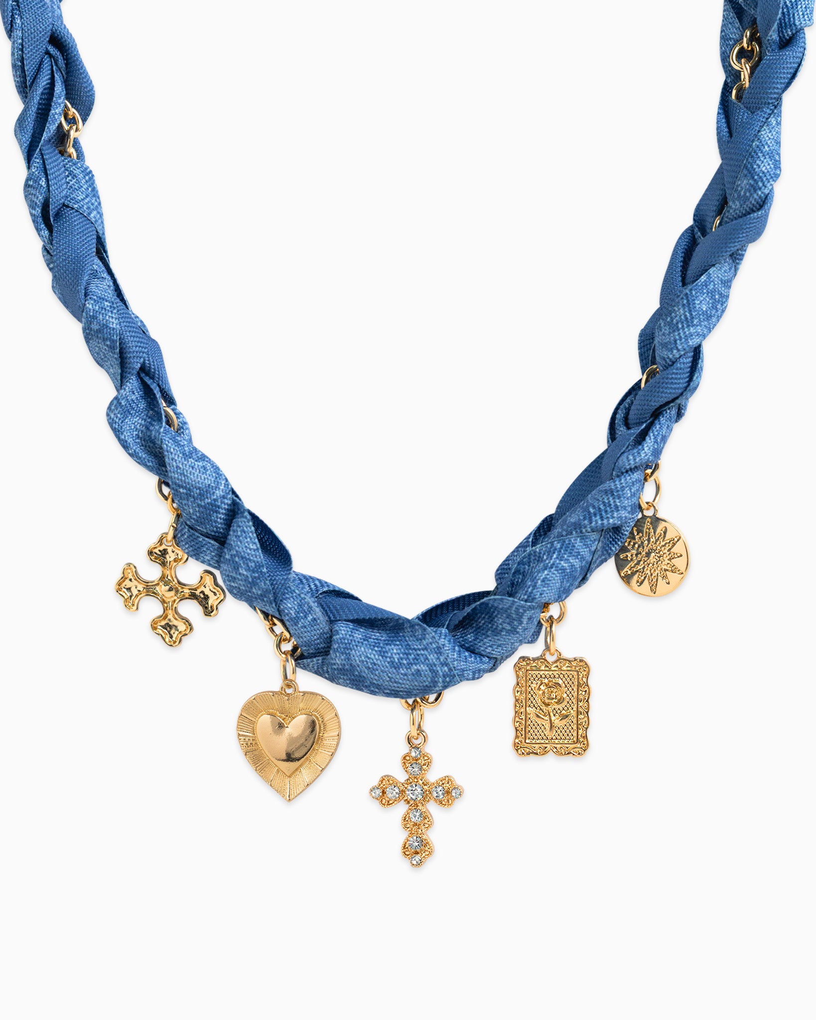 Chunky Scarf Cross Heart Charm Necklace