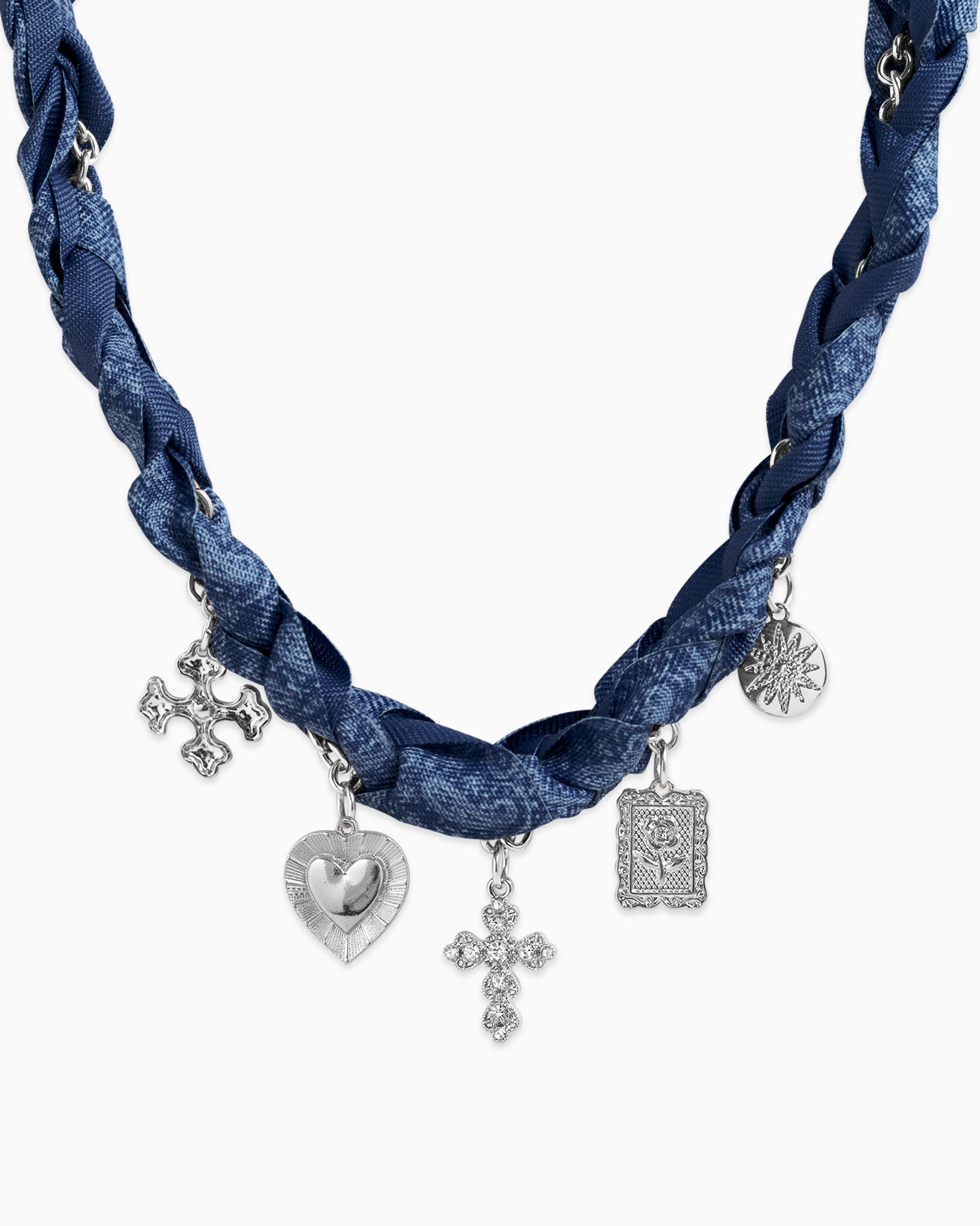 Chunky Scarf Cross Heart Charm Necklace