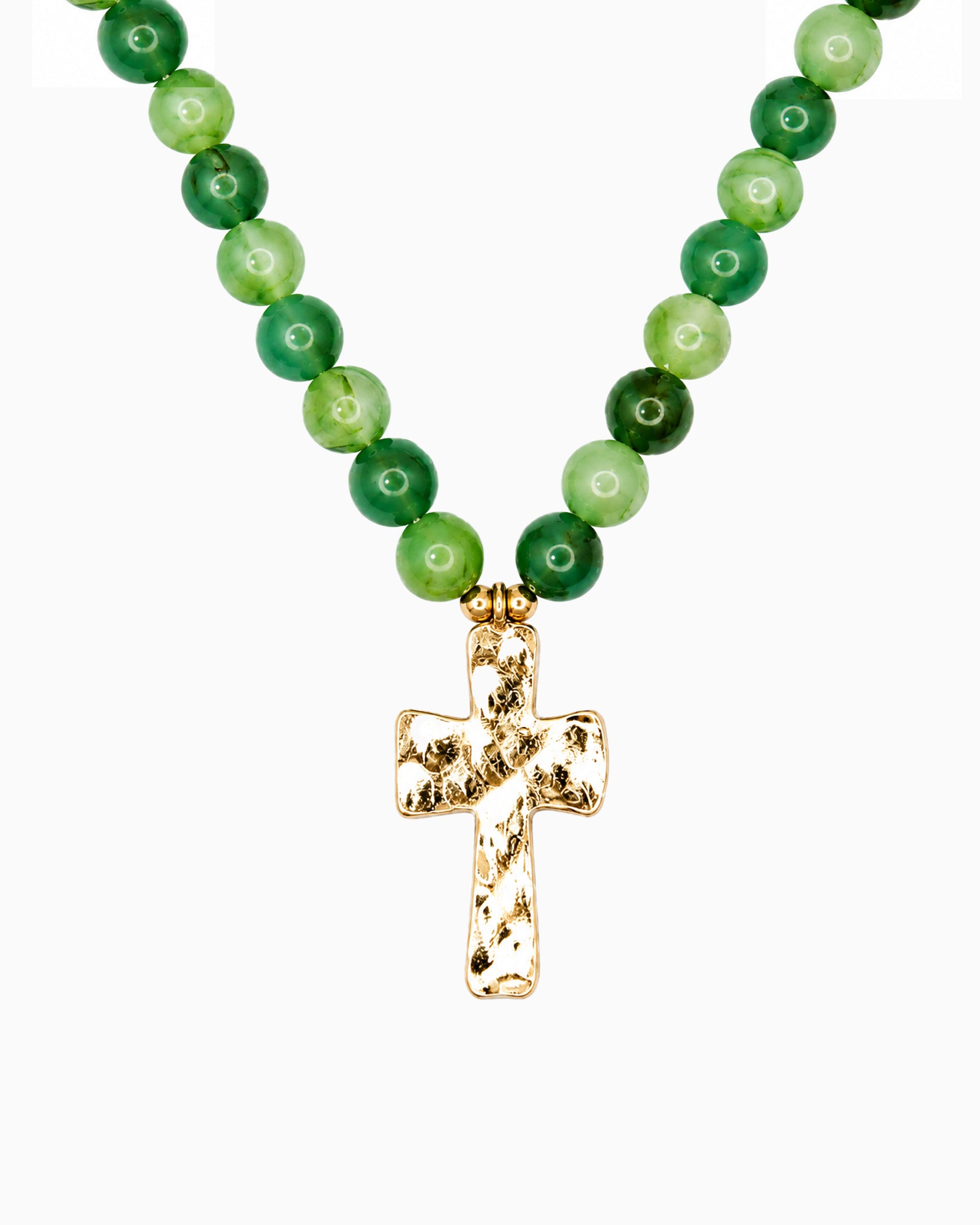 Hammered Cross Pendant Beaded Statement Necklace - 5 Color-5