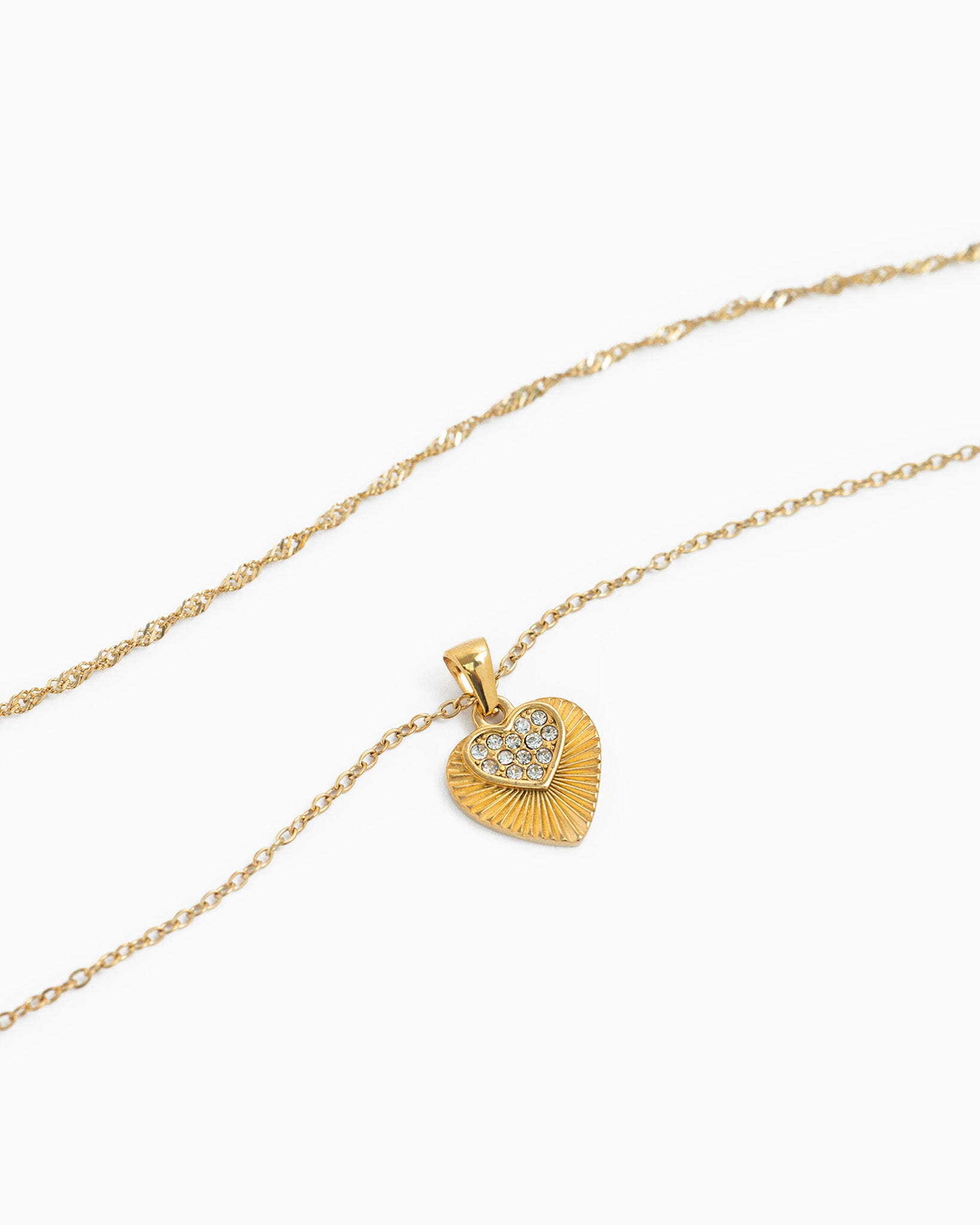 Stainless 2 Layered Radiant Heart Necklace
