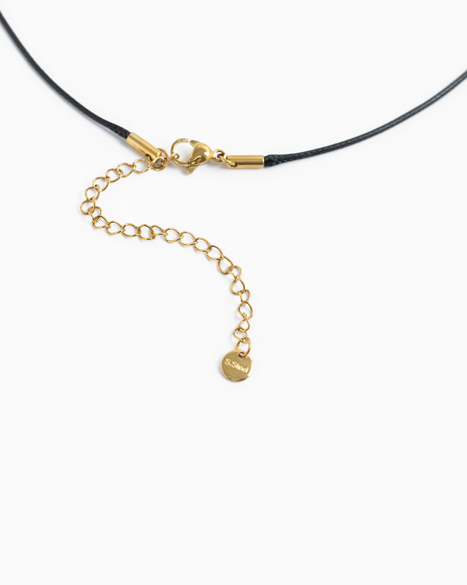 Stainless Leather Cord Mini Choker CZ Necklace-3