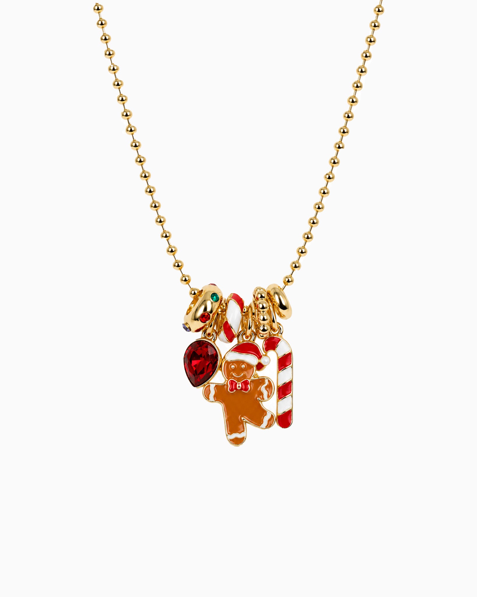 Christmas Gingerbread Rondelle Charm Necklace