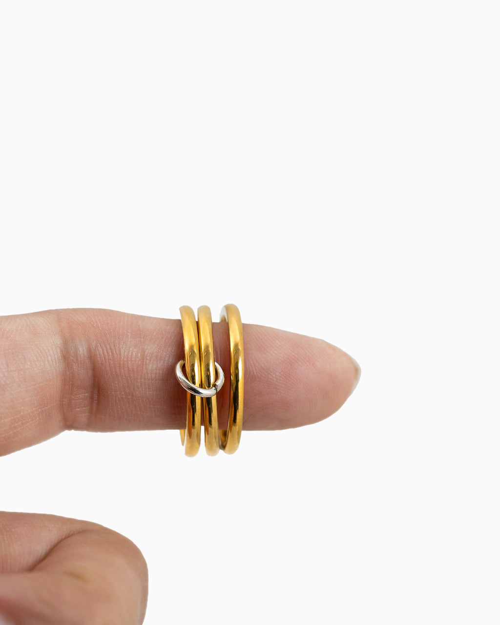 Stainless 3 Layered Interlocking Link Ring