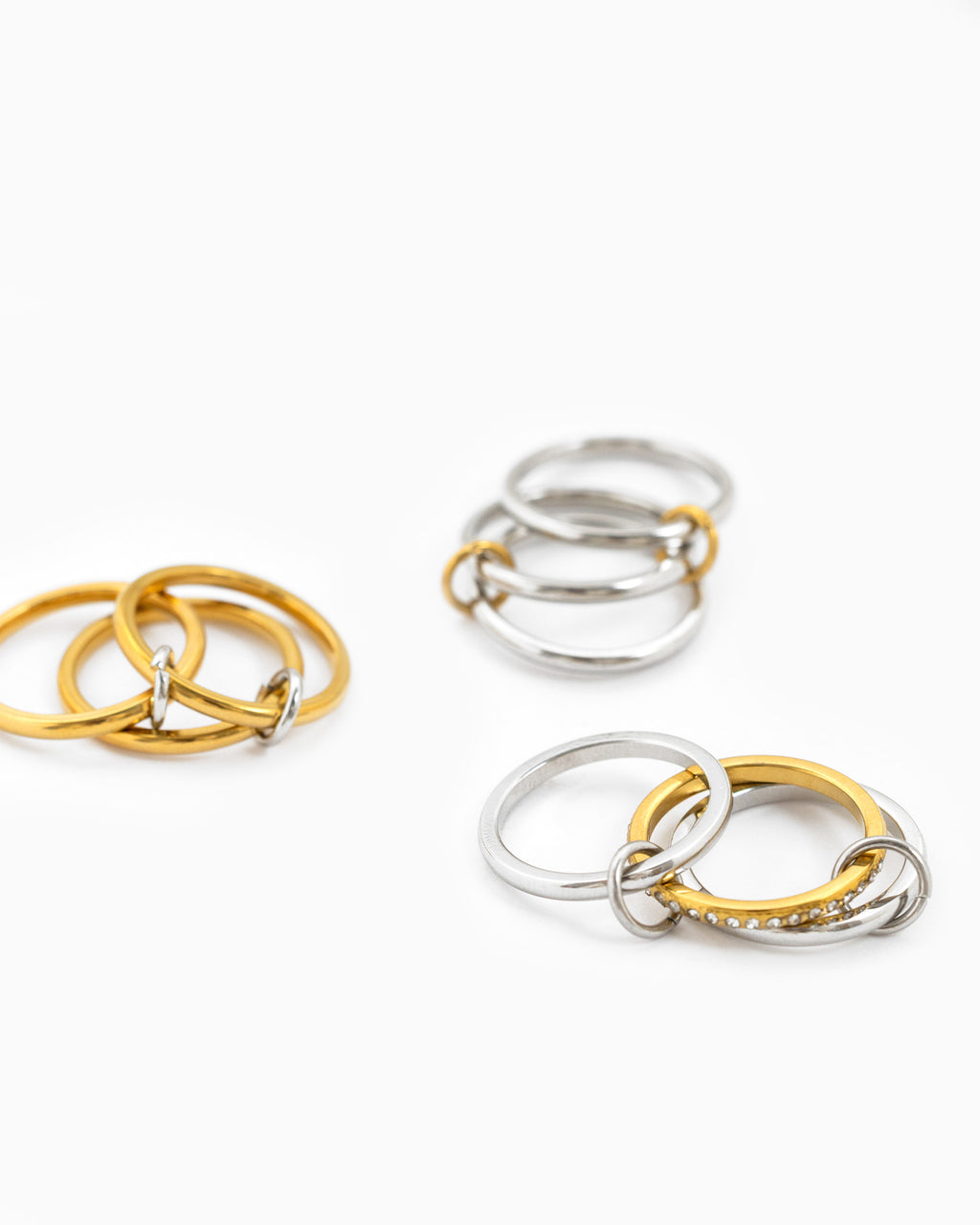 Stainless 3 Layered Interlocking Link Ring