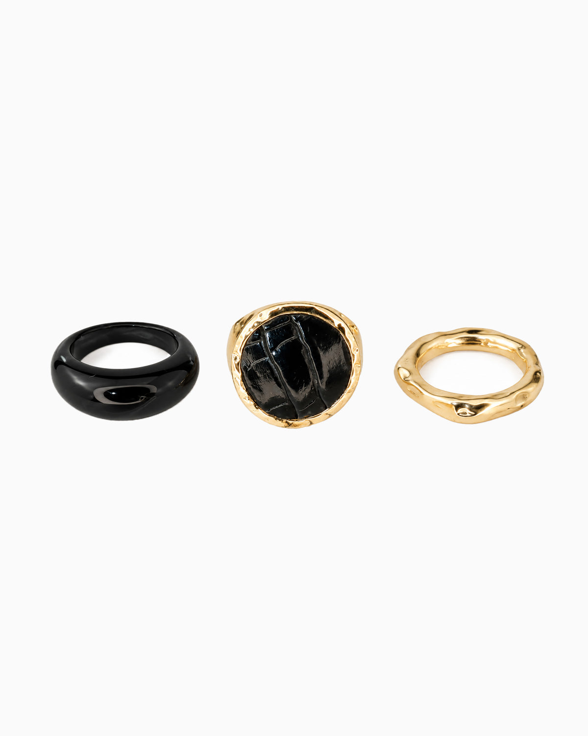 3 Set Organic Round Leather Ring Set-1