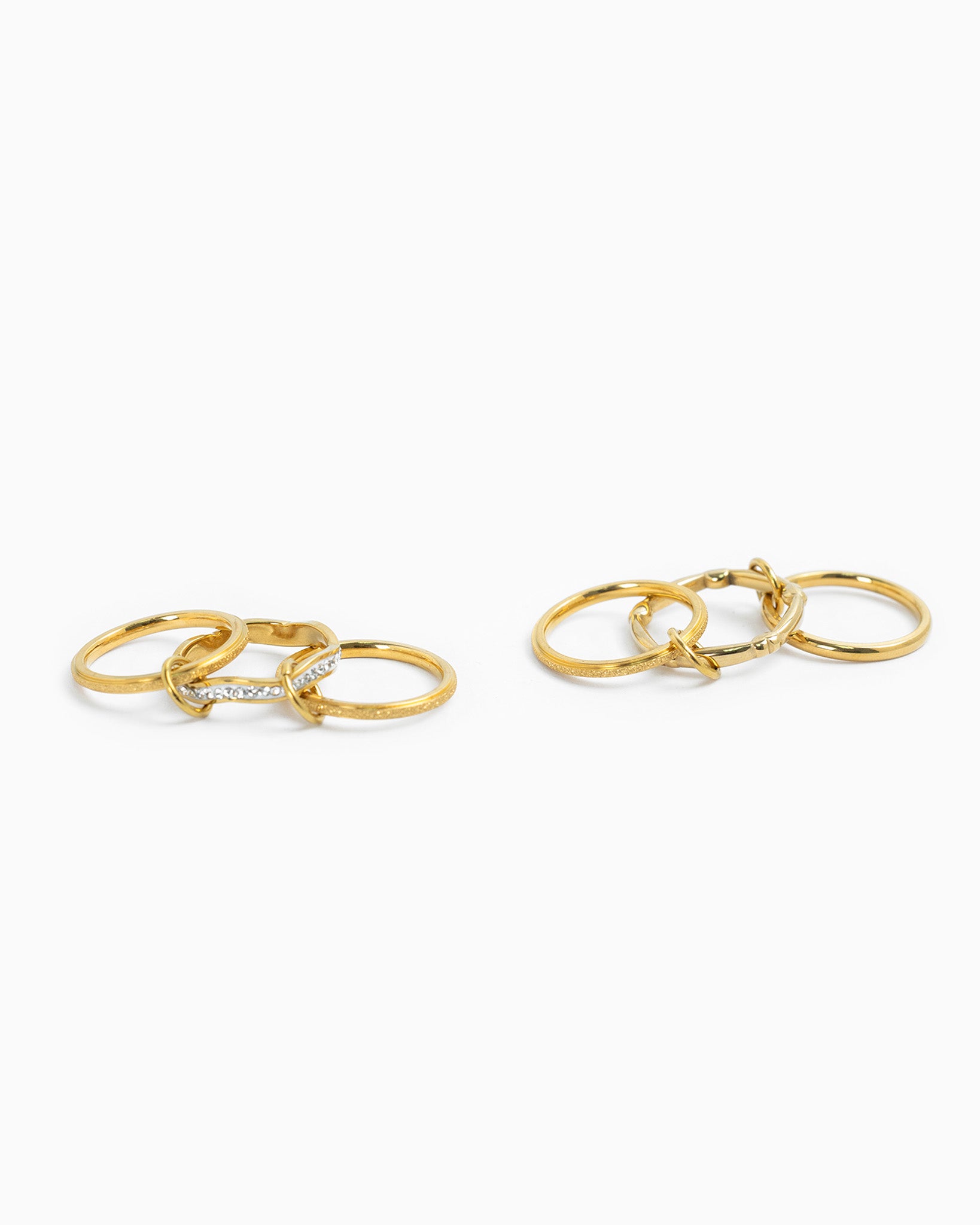 Stainless Wavy Interlocking Crystal Ring
