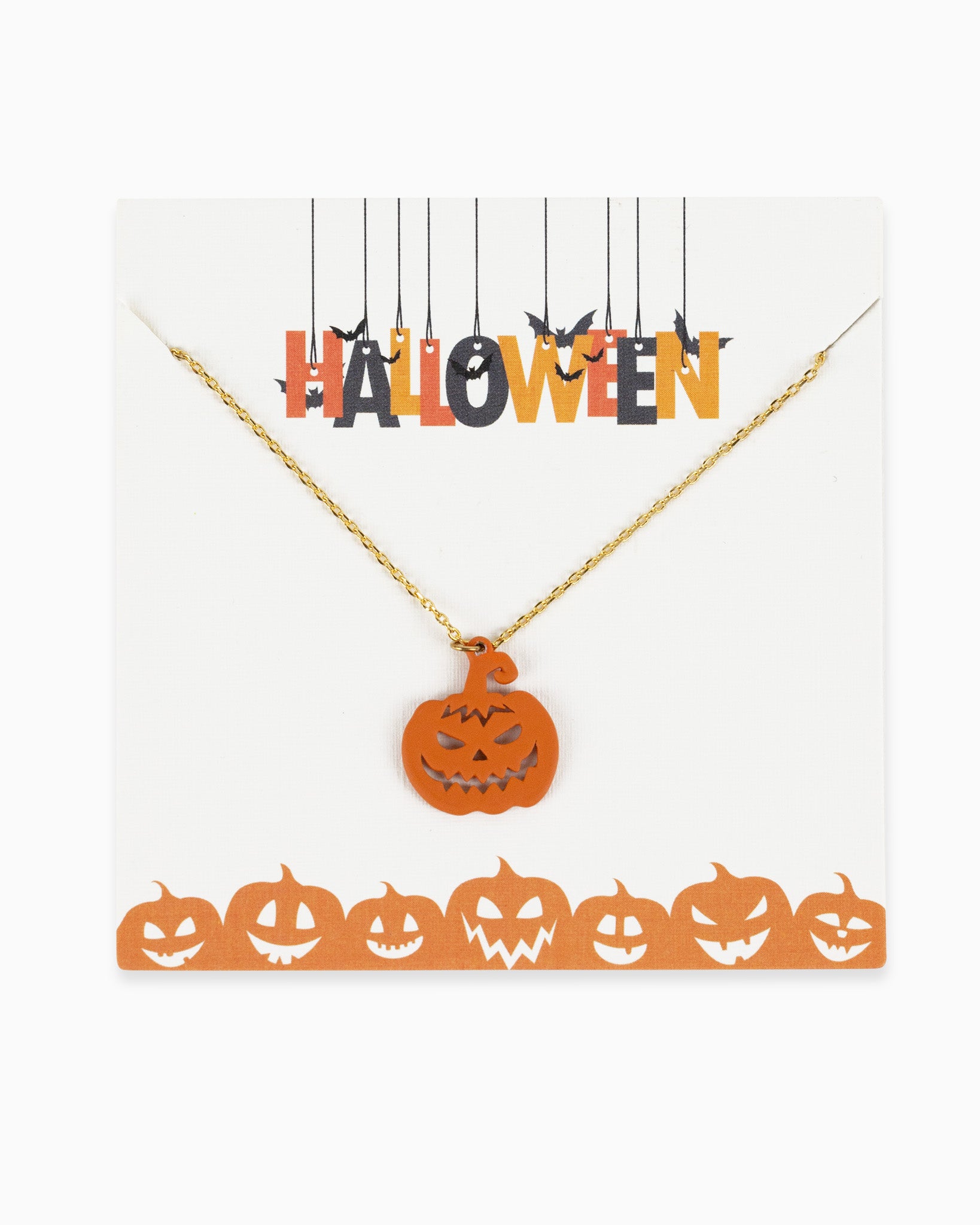 Jack O' Lantern Halloween Pumpkin Pendant Necklace