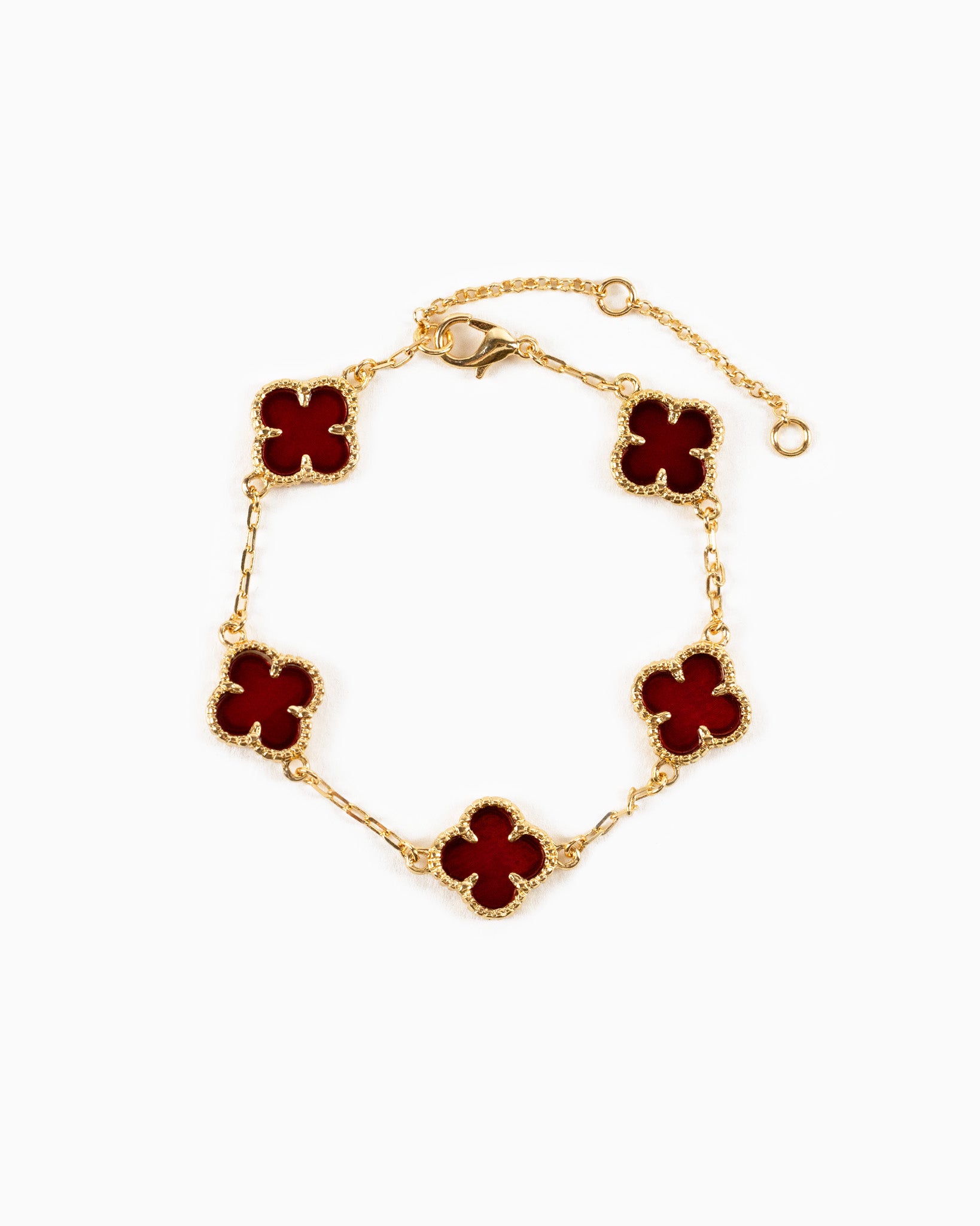Double Sided Pearl Clover Chain Bracelet-4