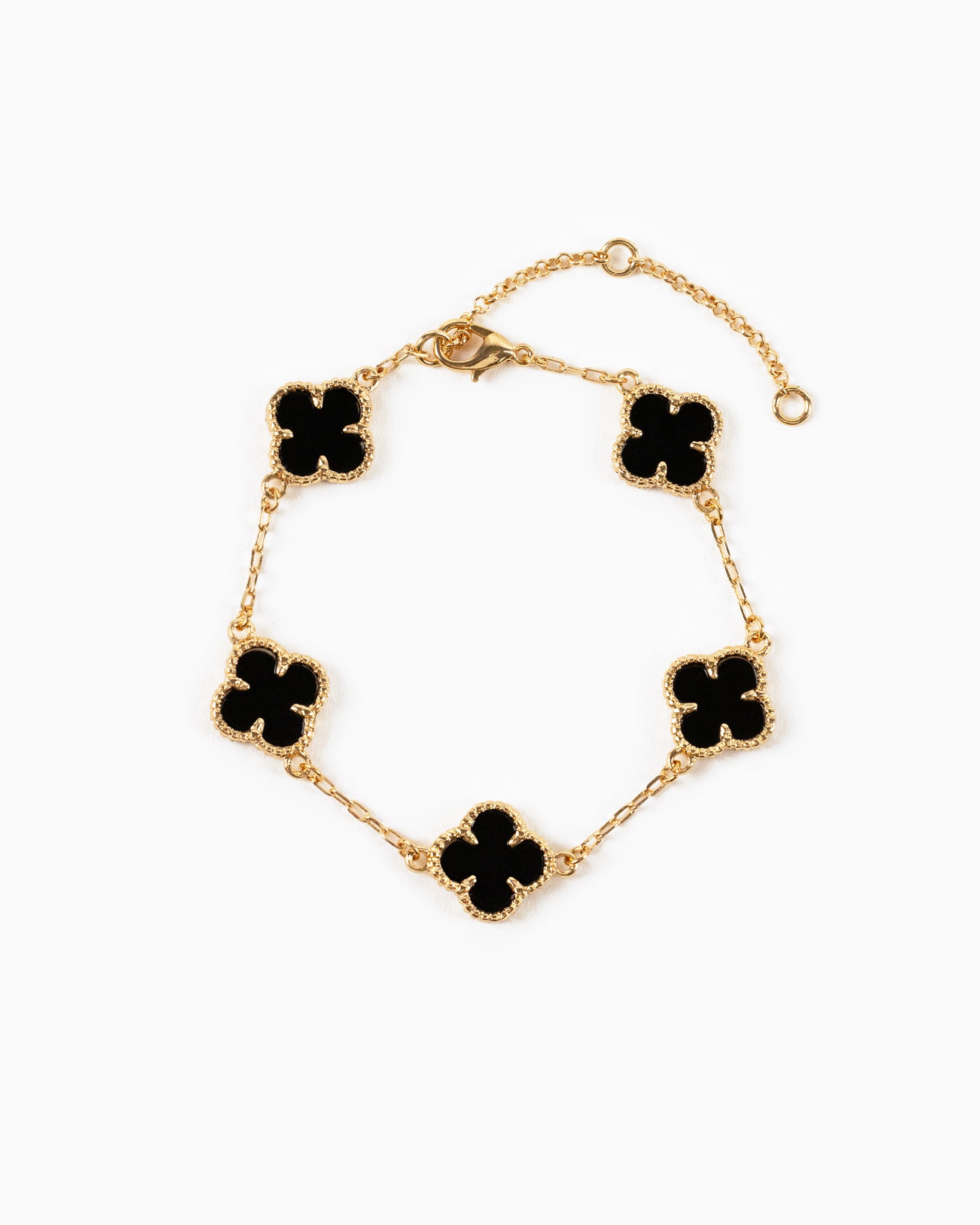 Double Sided Pearl Clover Chain Bracelet-7