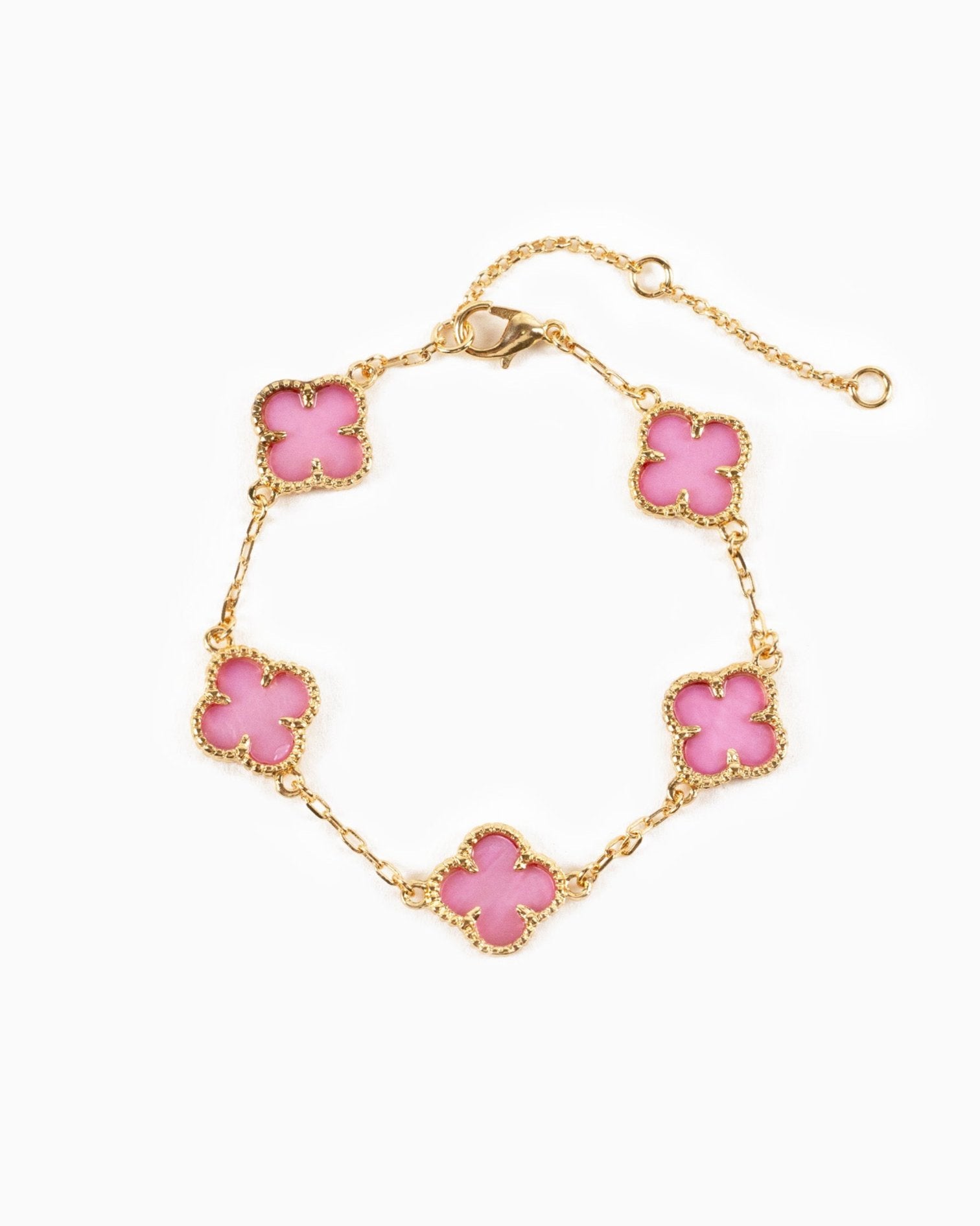 Double Sided Pearl Clover Chain Bracelet-6