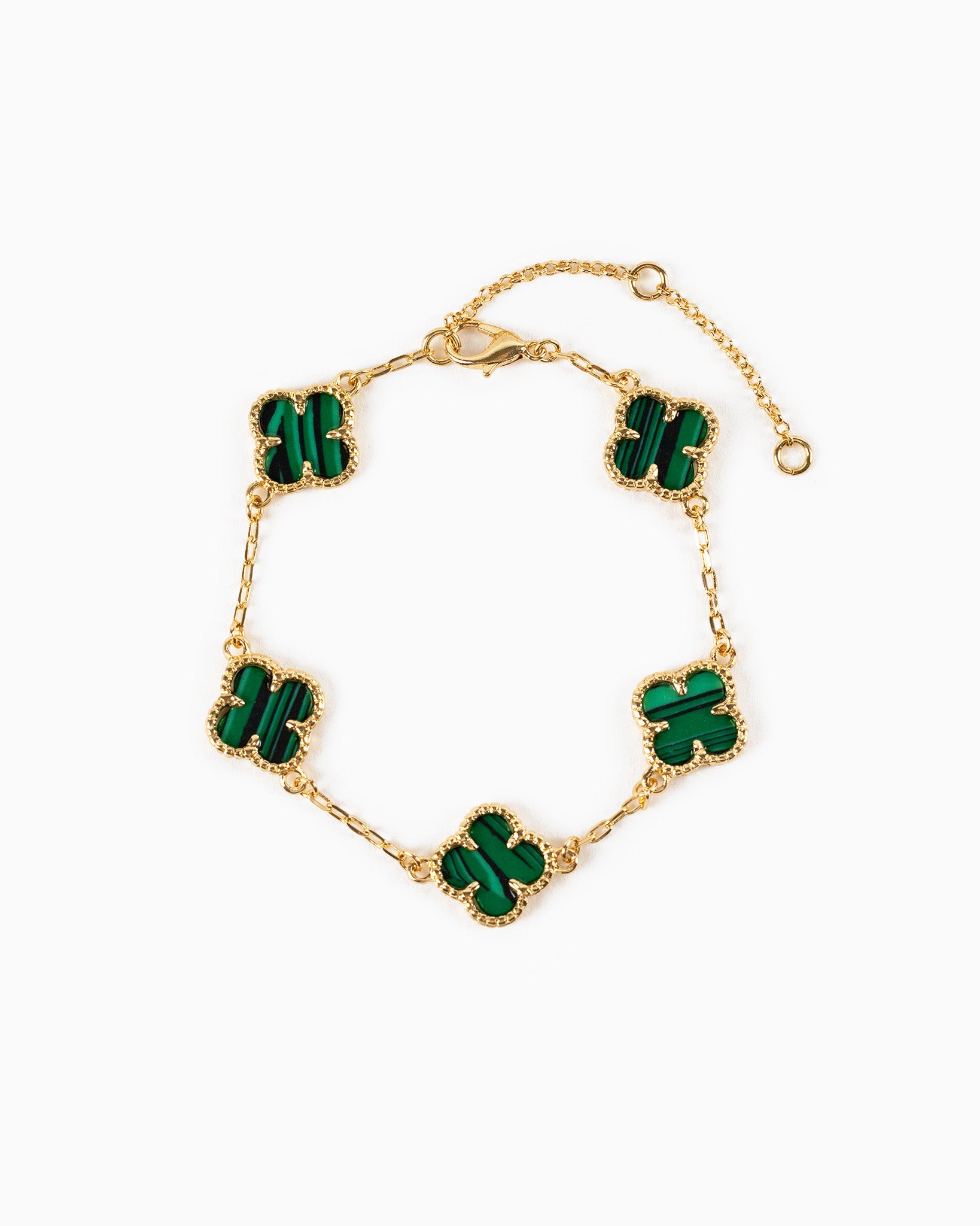 Double Sided Pearl Clover Chain Bracelet-3