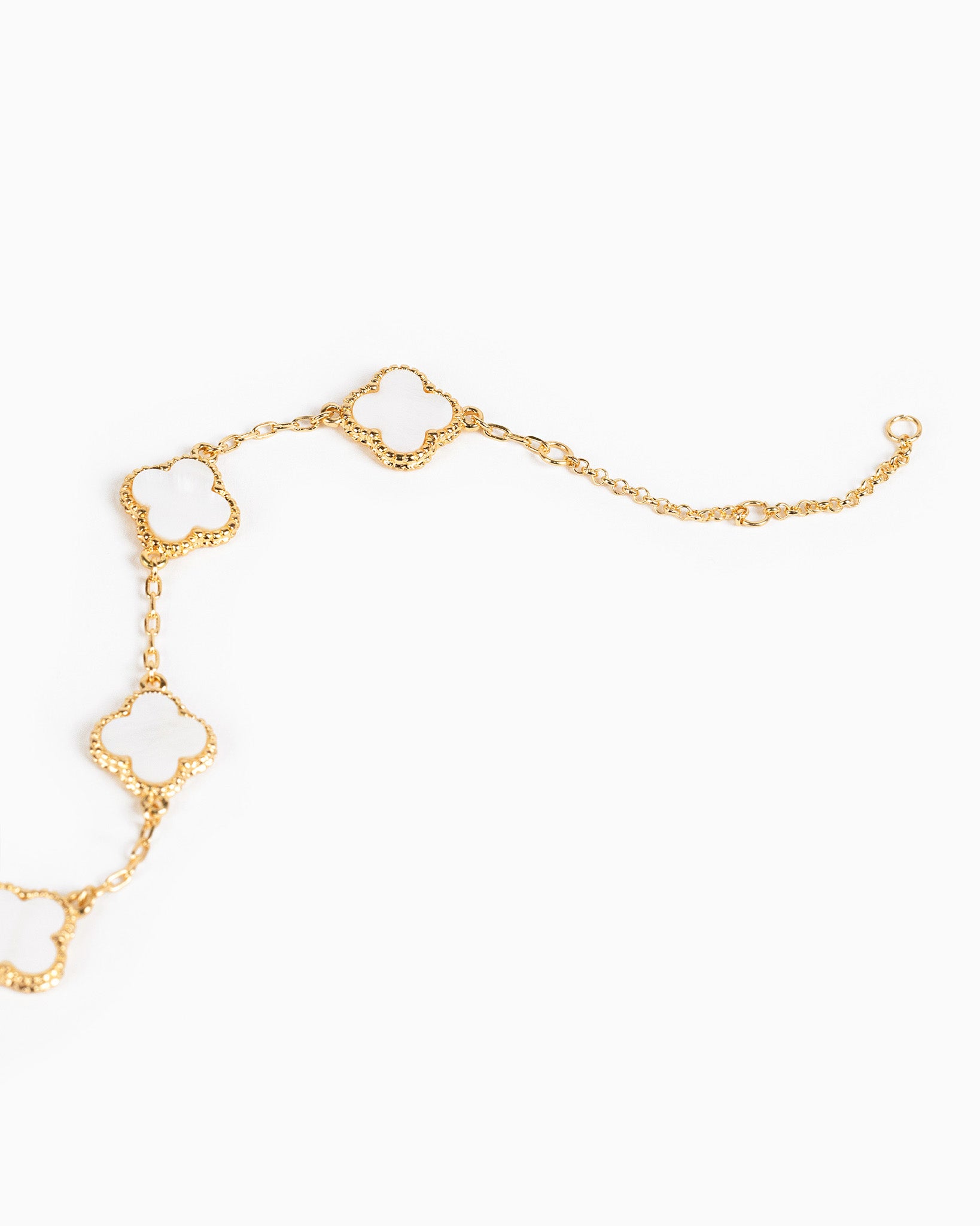 Double Sided Pearl Clover Chain Bracelet-8