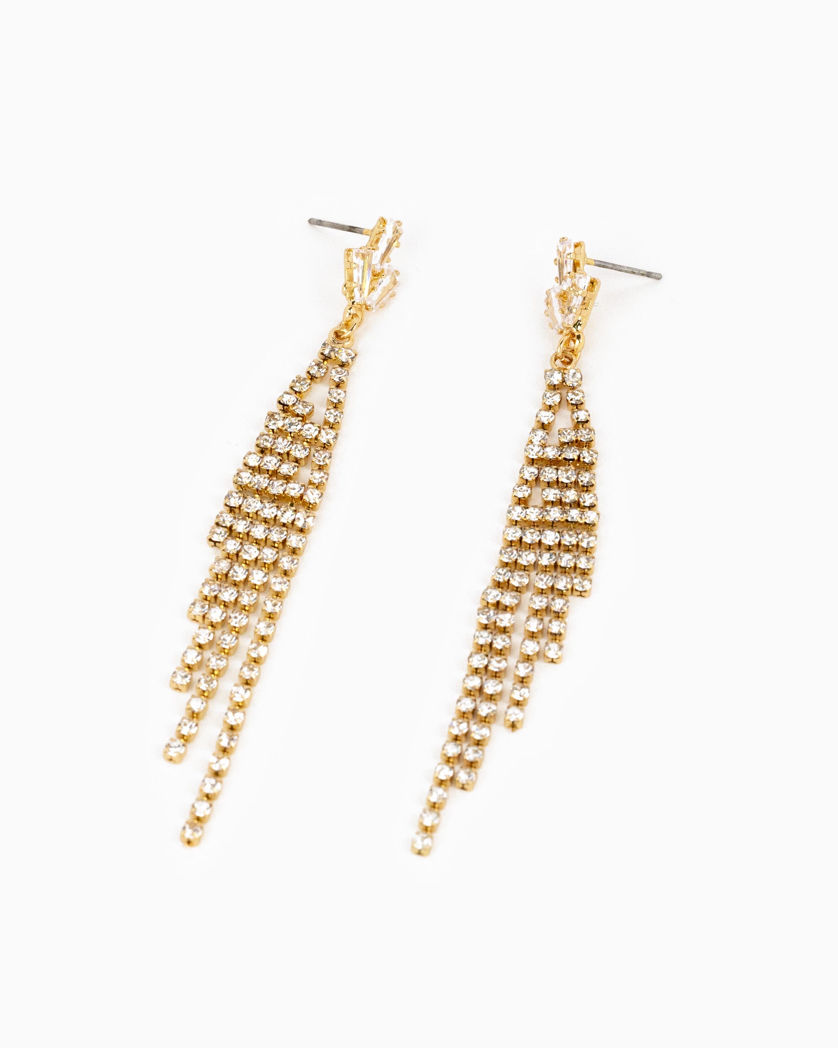 Baguette CZ Cluster Waterfall Fringe Drop Earrings