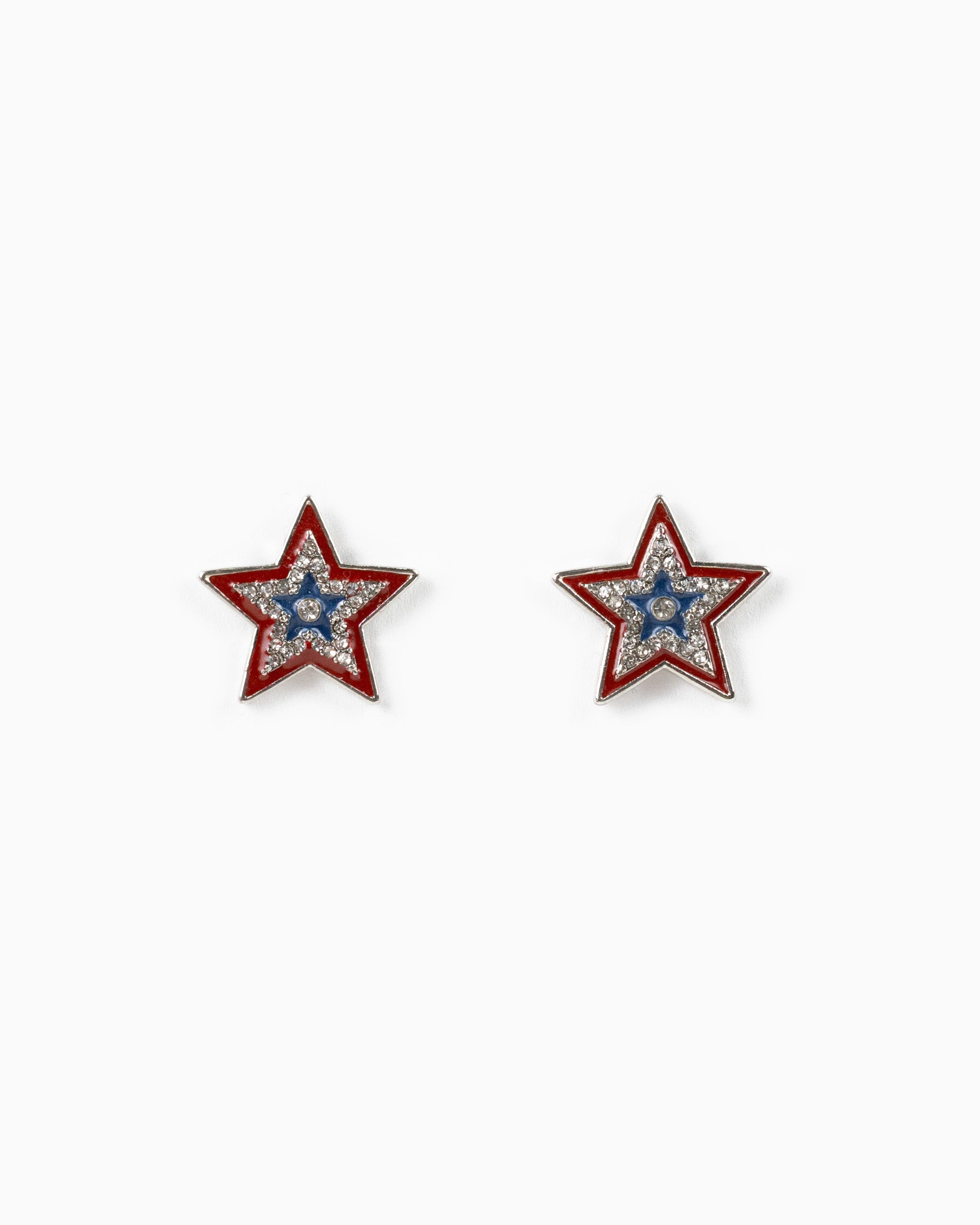 Americana CZ Pave Star Stud Earrings