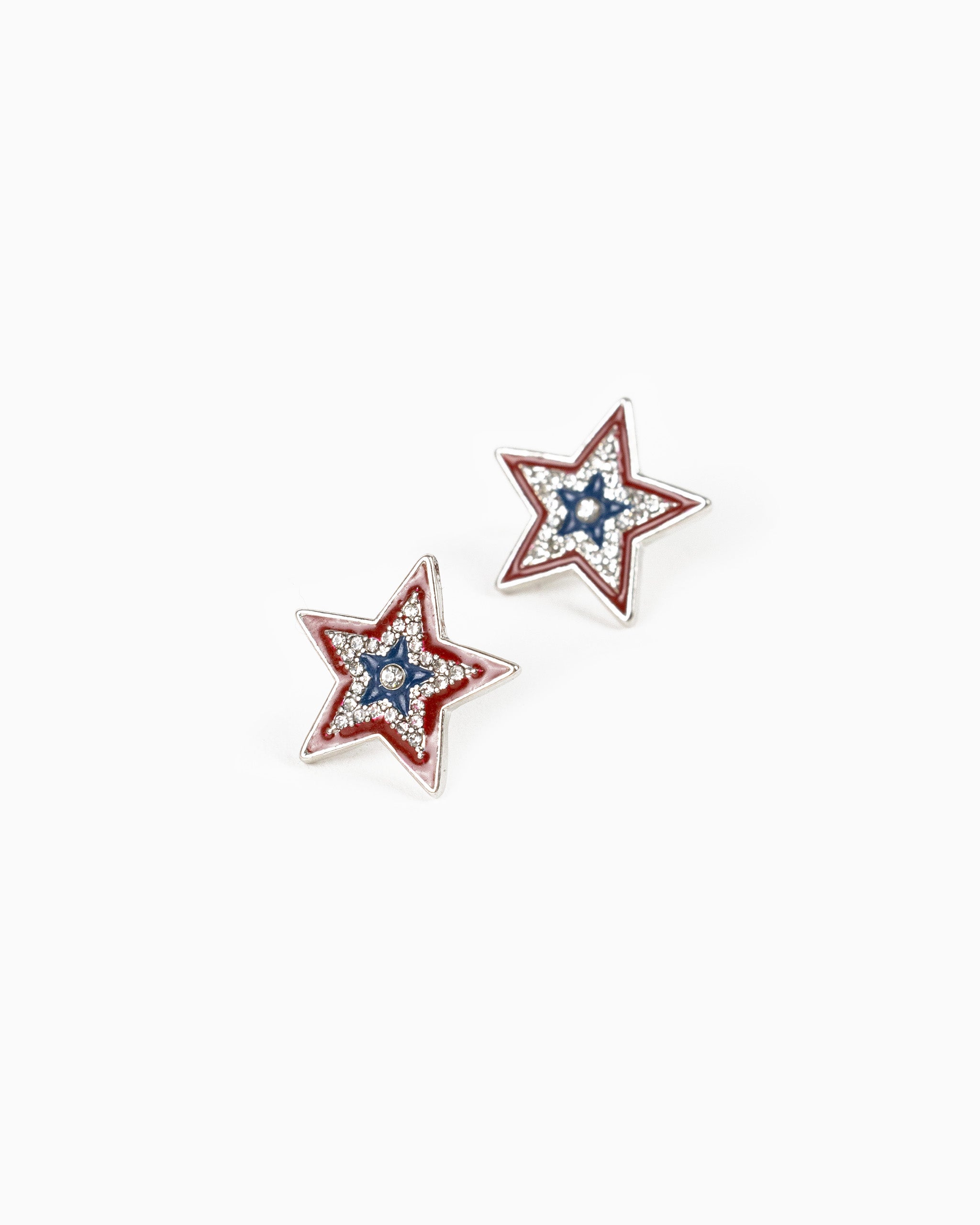 Americana CZ Pave Star Stud Earrings