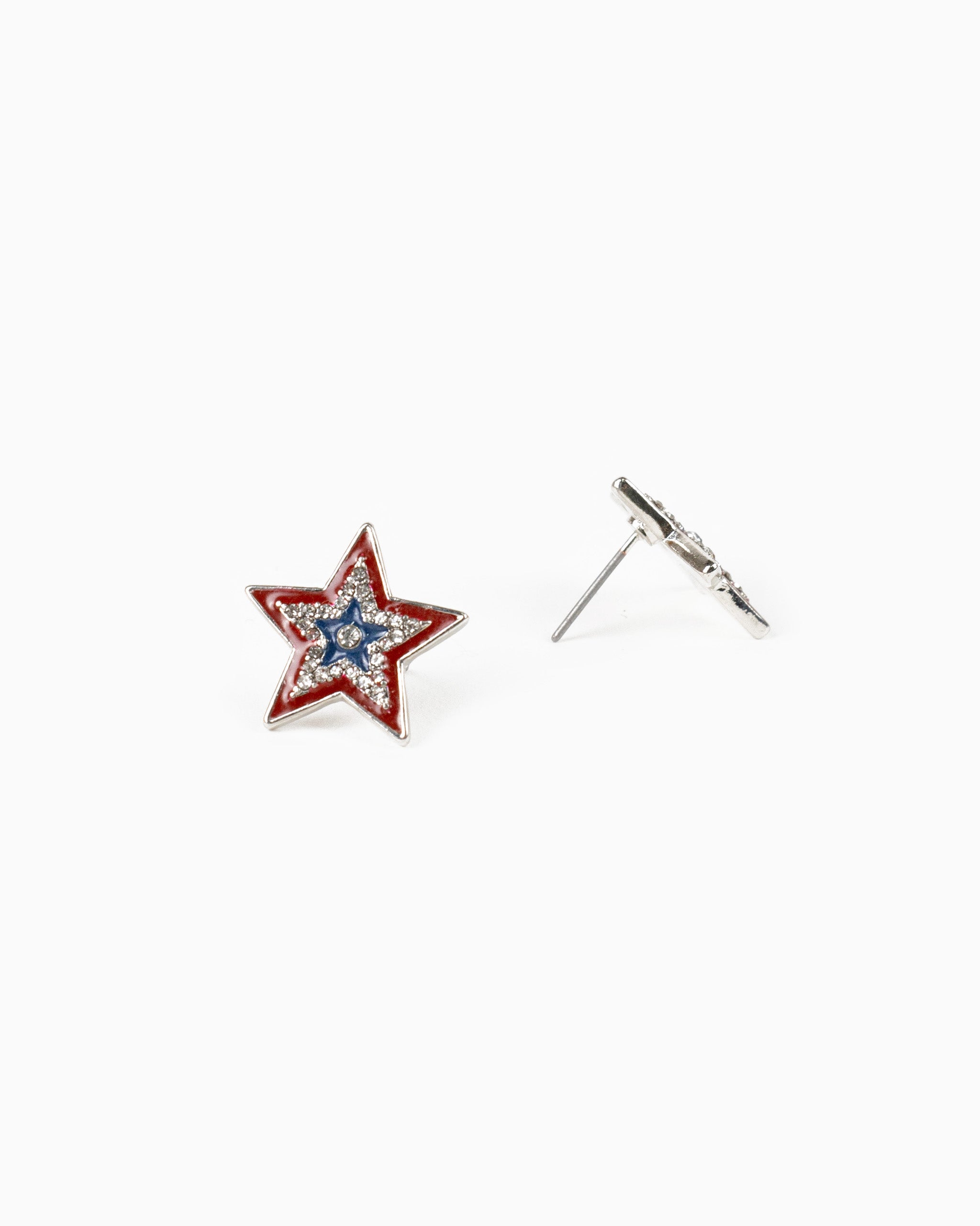 Americana CZ Pave Star Stud Earrings-3