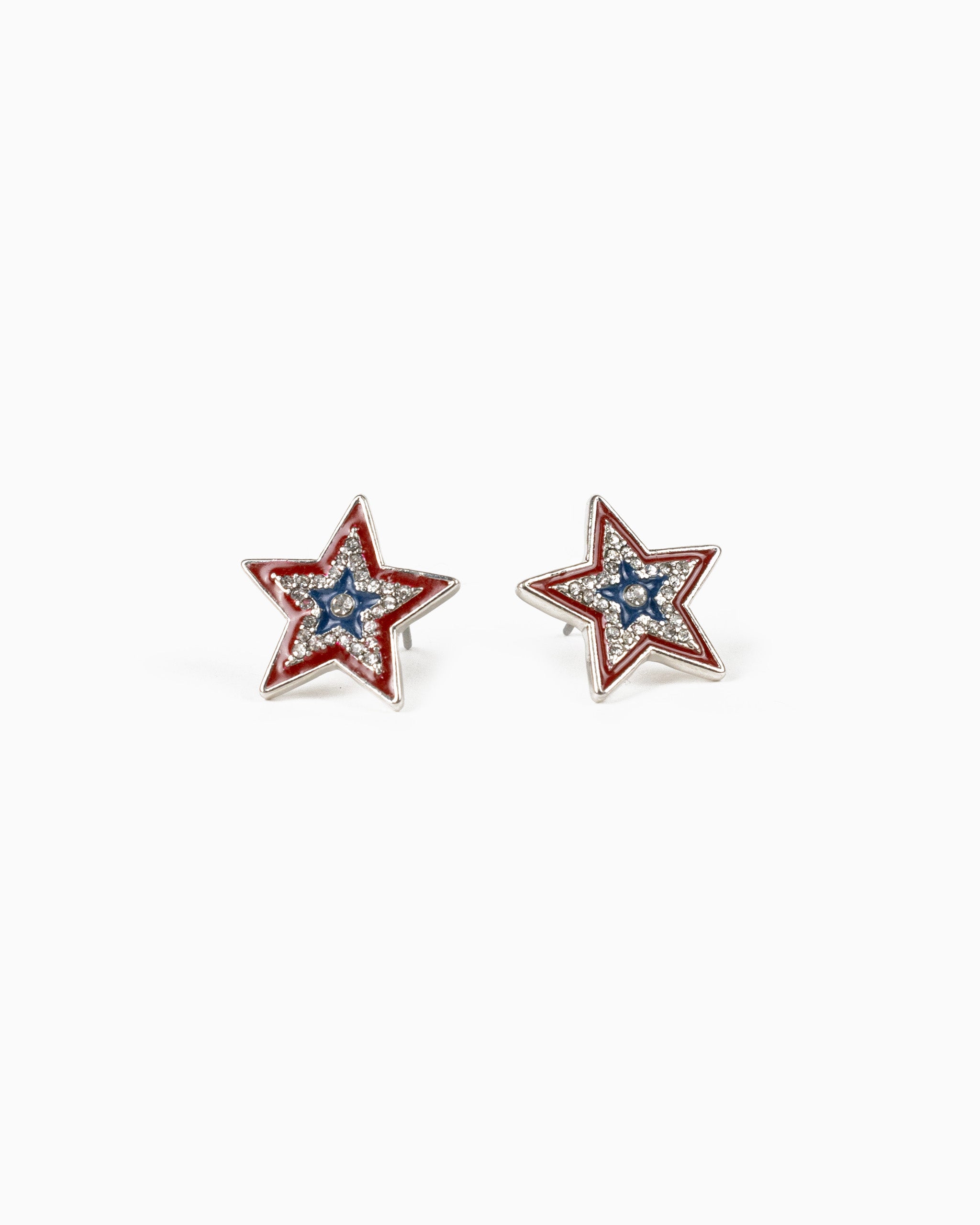 Americana CZ Pave Star Stud Earrings-4