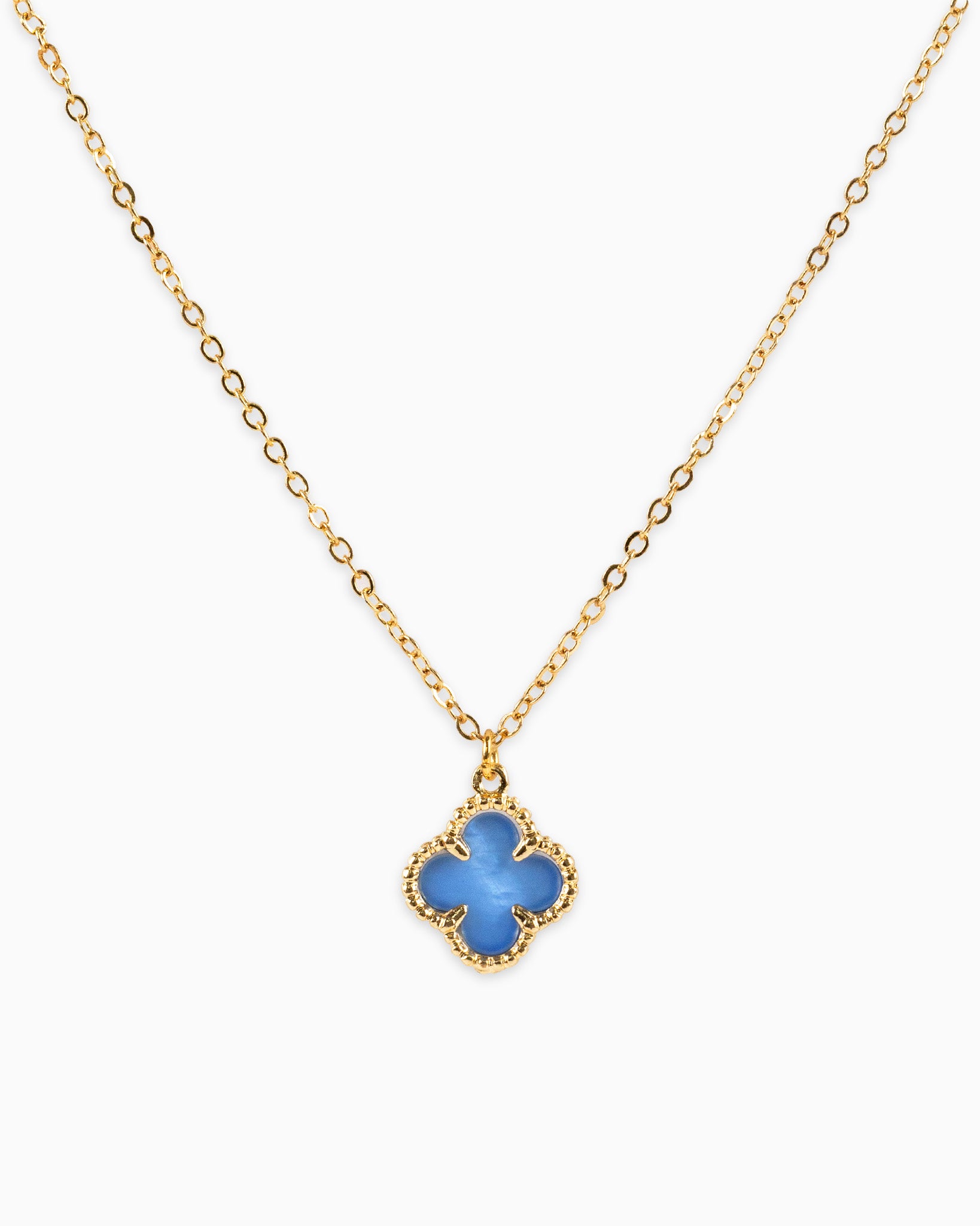 Milgrain Mother of Pearl Clover Pendant Necklace