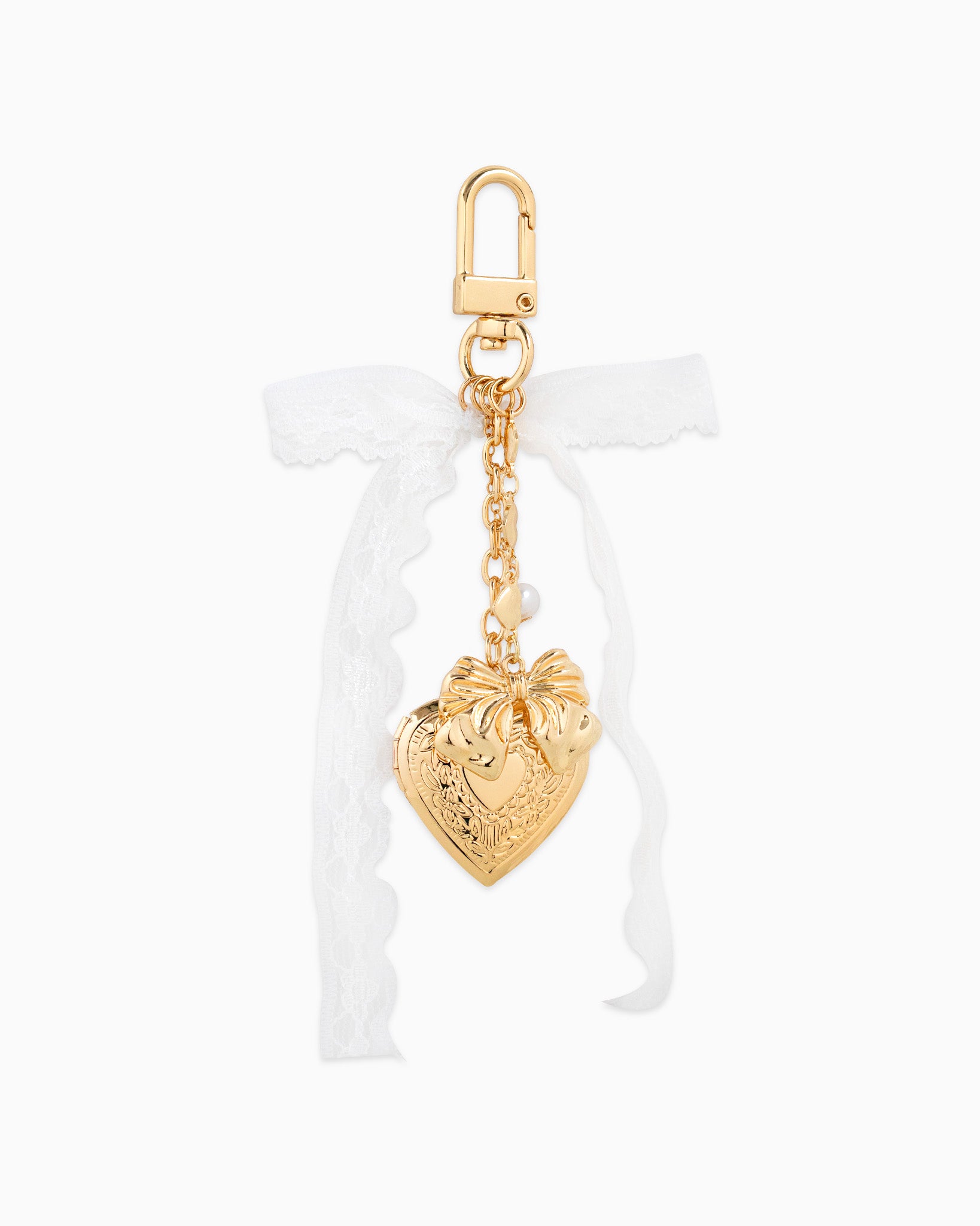Lace Bow Heart Locket Bag Charm