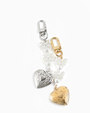 Brooke Heart Key and Lock Brown Bow Charm Necklace main image 0