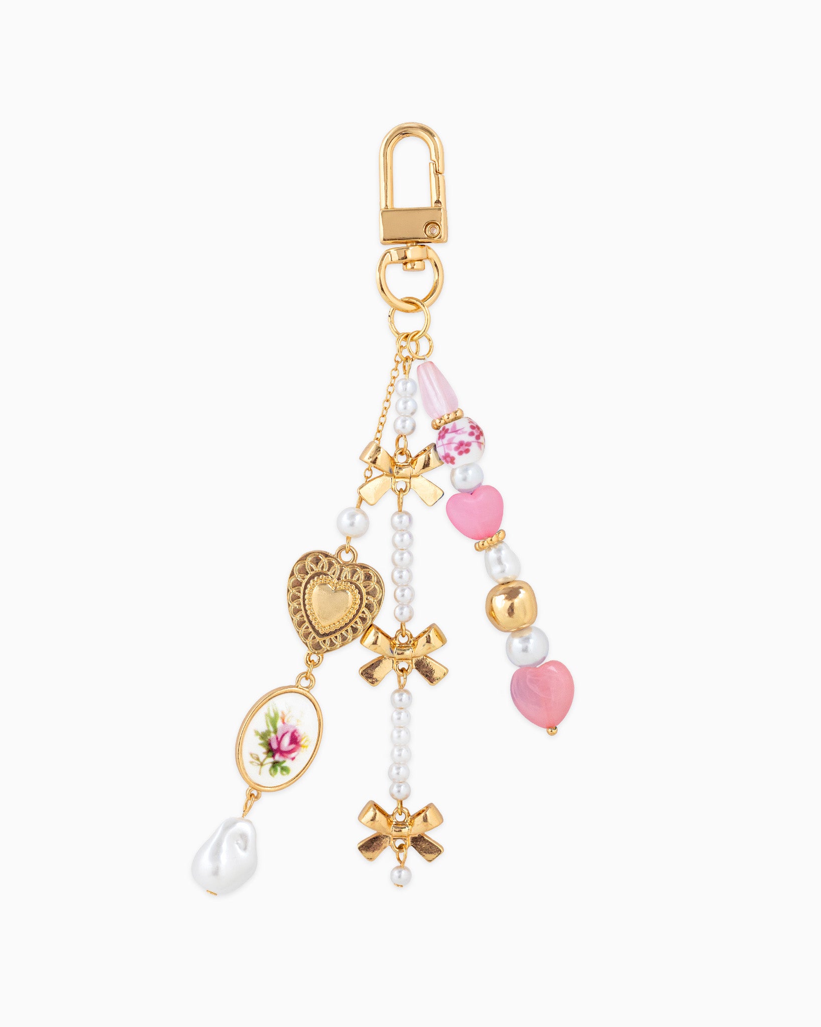 Romantic Ceramic and Bow Charm Bag Charm