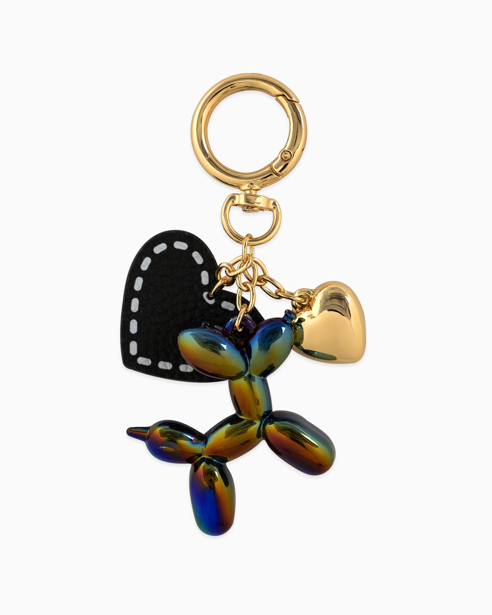 Chrome Color Balloon Dog with Heart Bag Charm