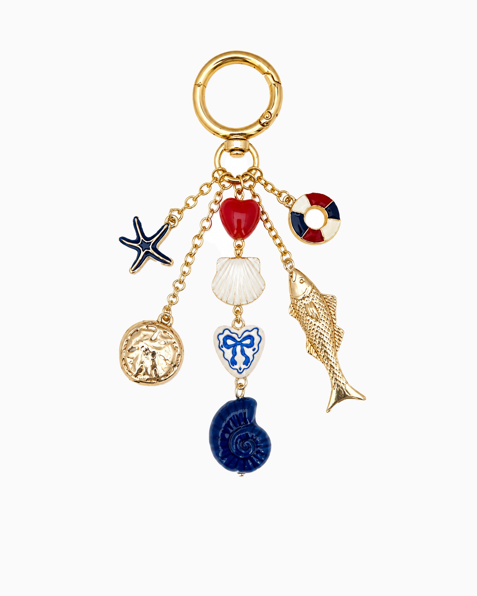 Coastal Ceramic Fish And Shell Bag Charm Key Chain