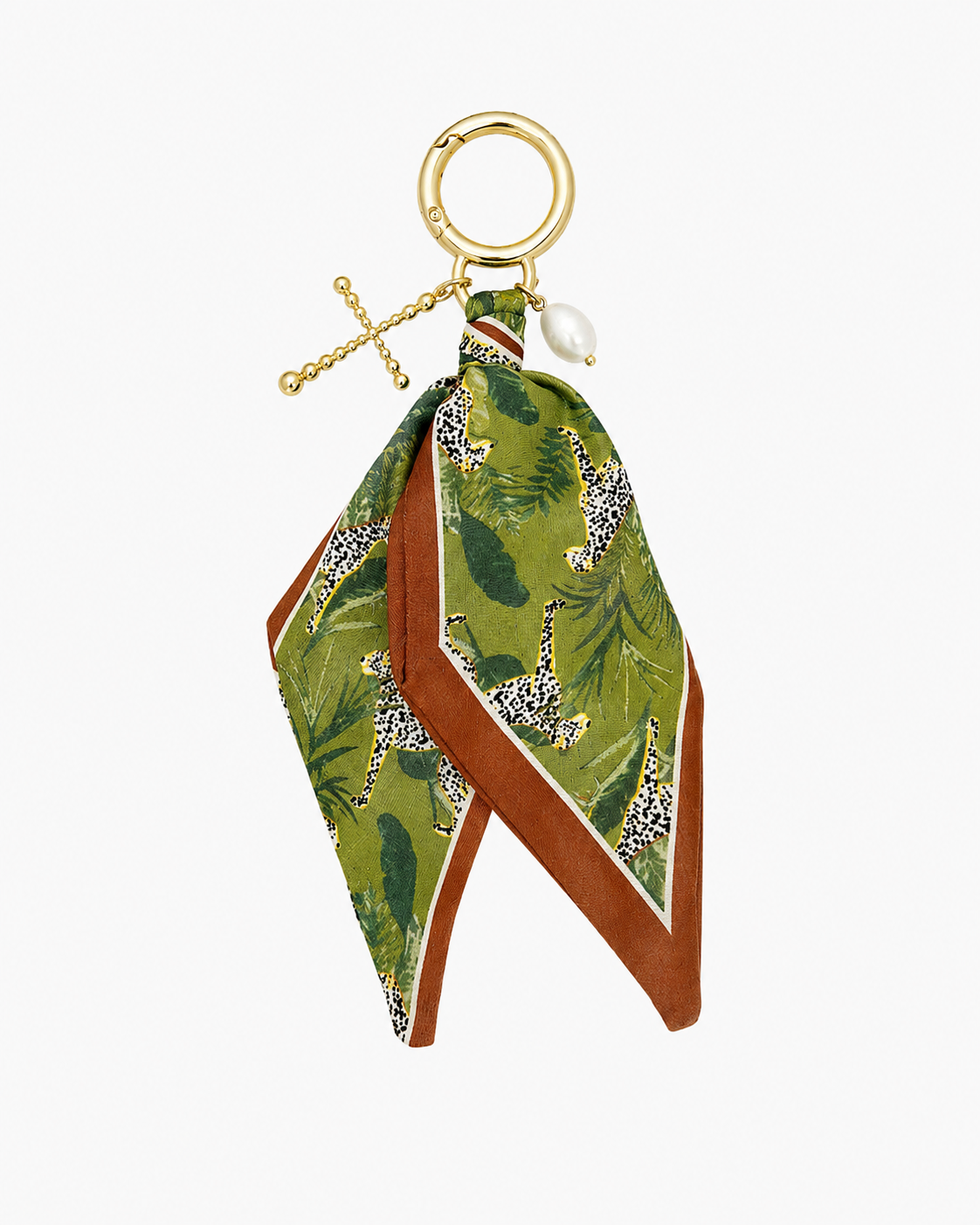 Scarf Cross Freshwater Pearl Bag Charm Key Chain-6
