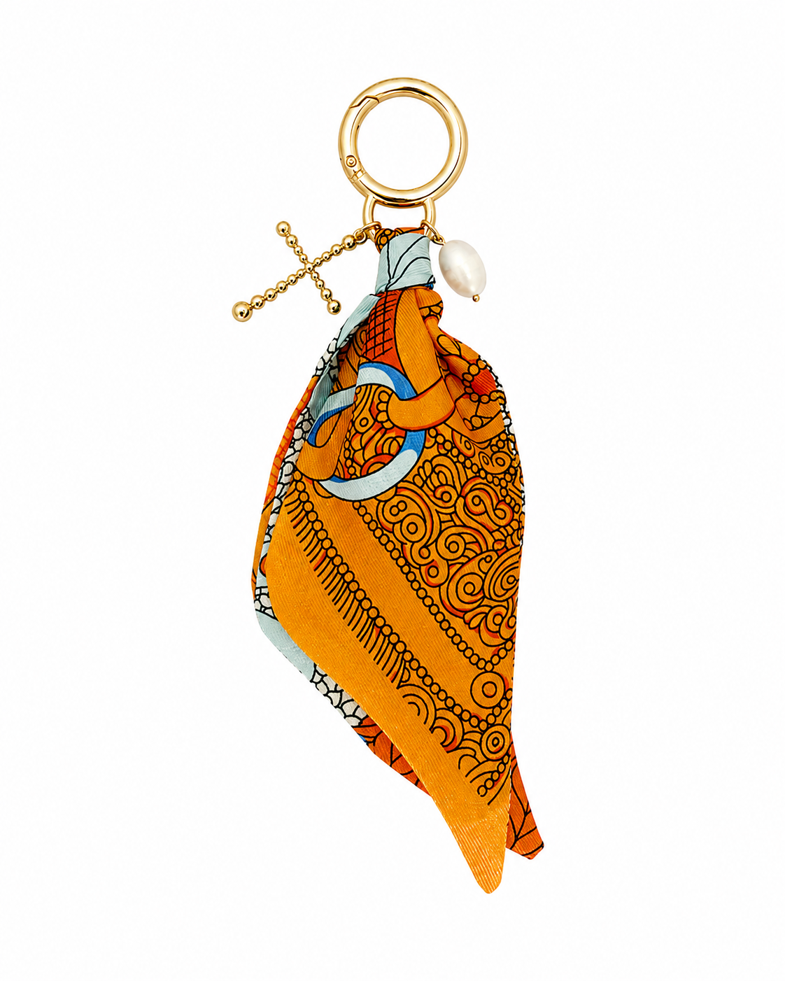 Scarf Cross Freshwater Pearl Bag Charm Key Chain-4