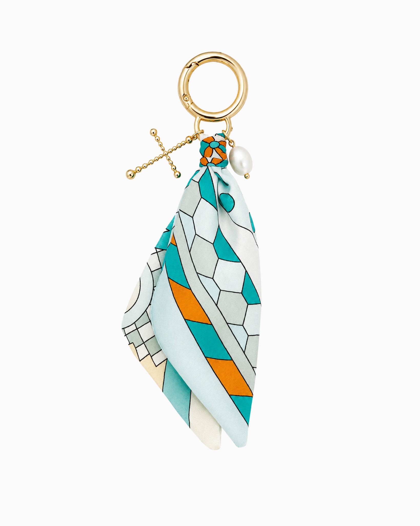 Scarf Cross Freshwater Pearl Bag Charm Key Chain-5