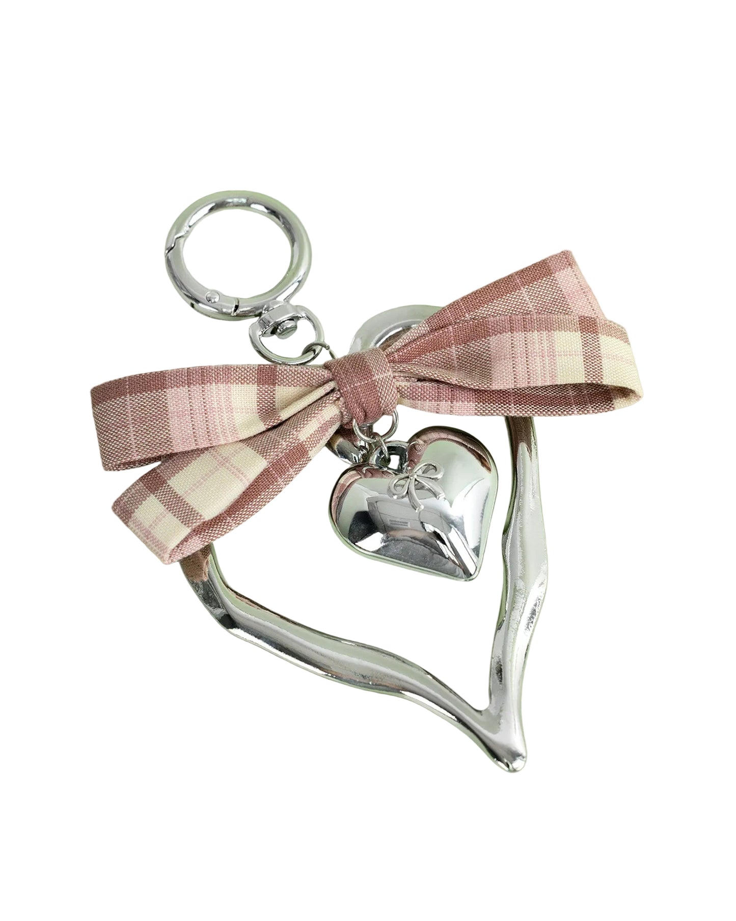 Bow-Kissed in Plaid Heart Frame Bag Charm