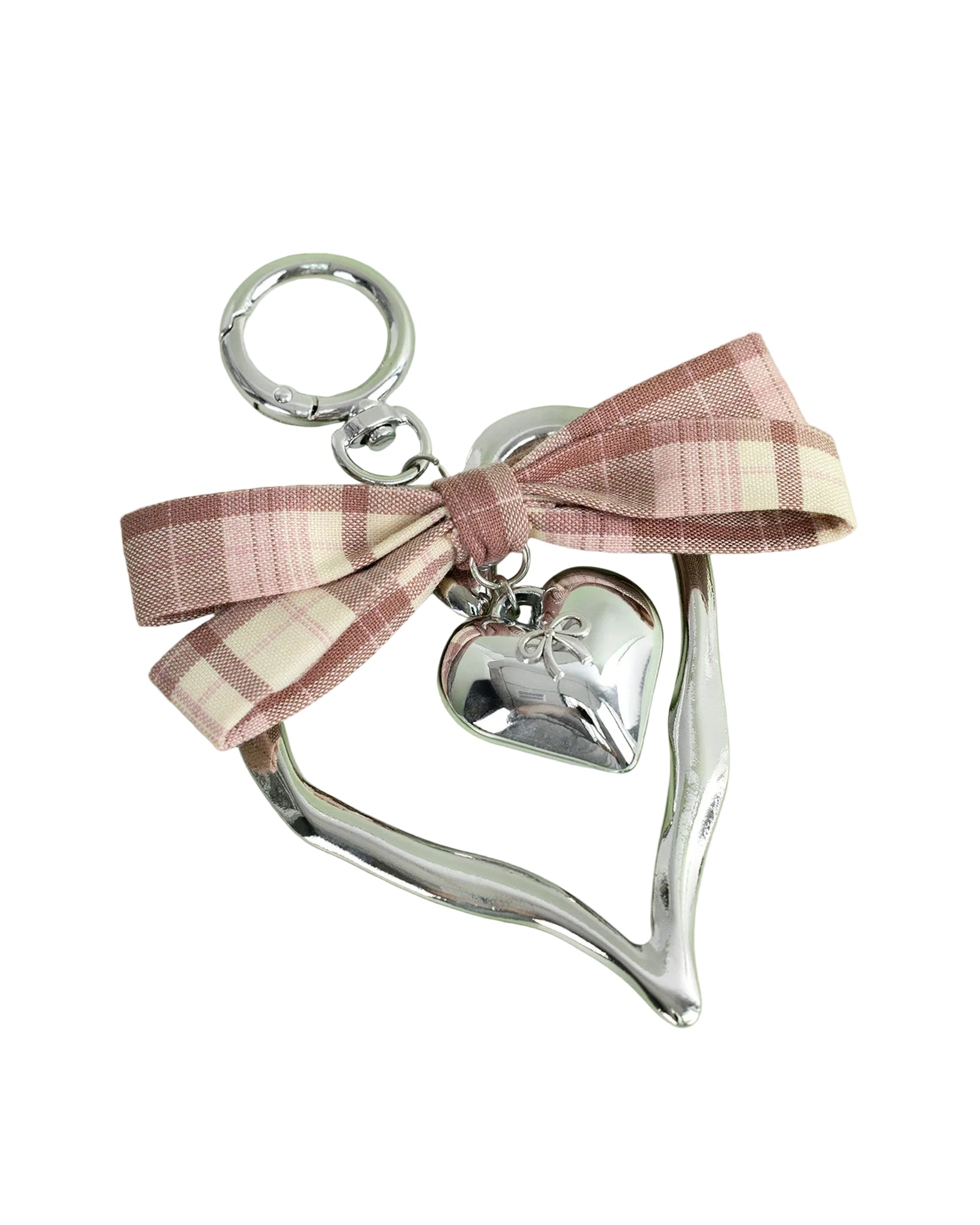 Bow-Kissed in Plaid Heart Frame Bag Charm