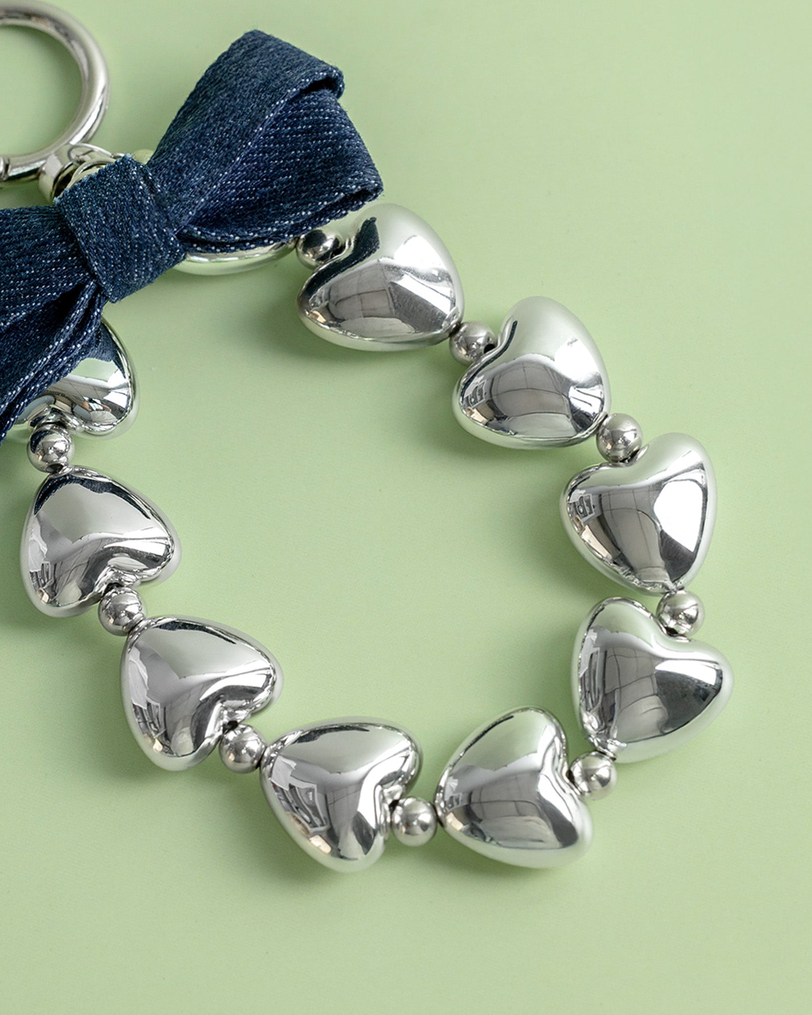 Denim Bow Looped in Love Charm