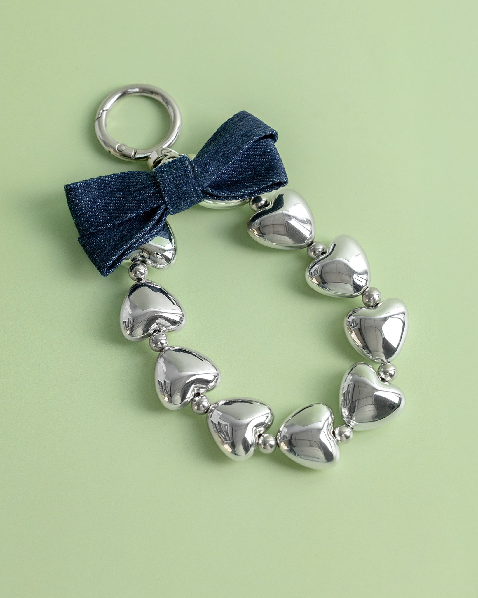 Denim Bow Looped in Love Charm
