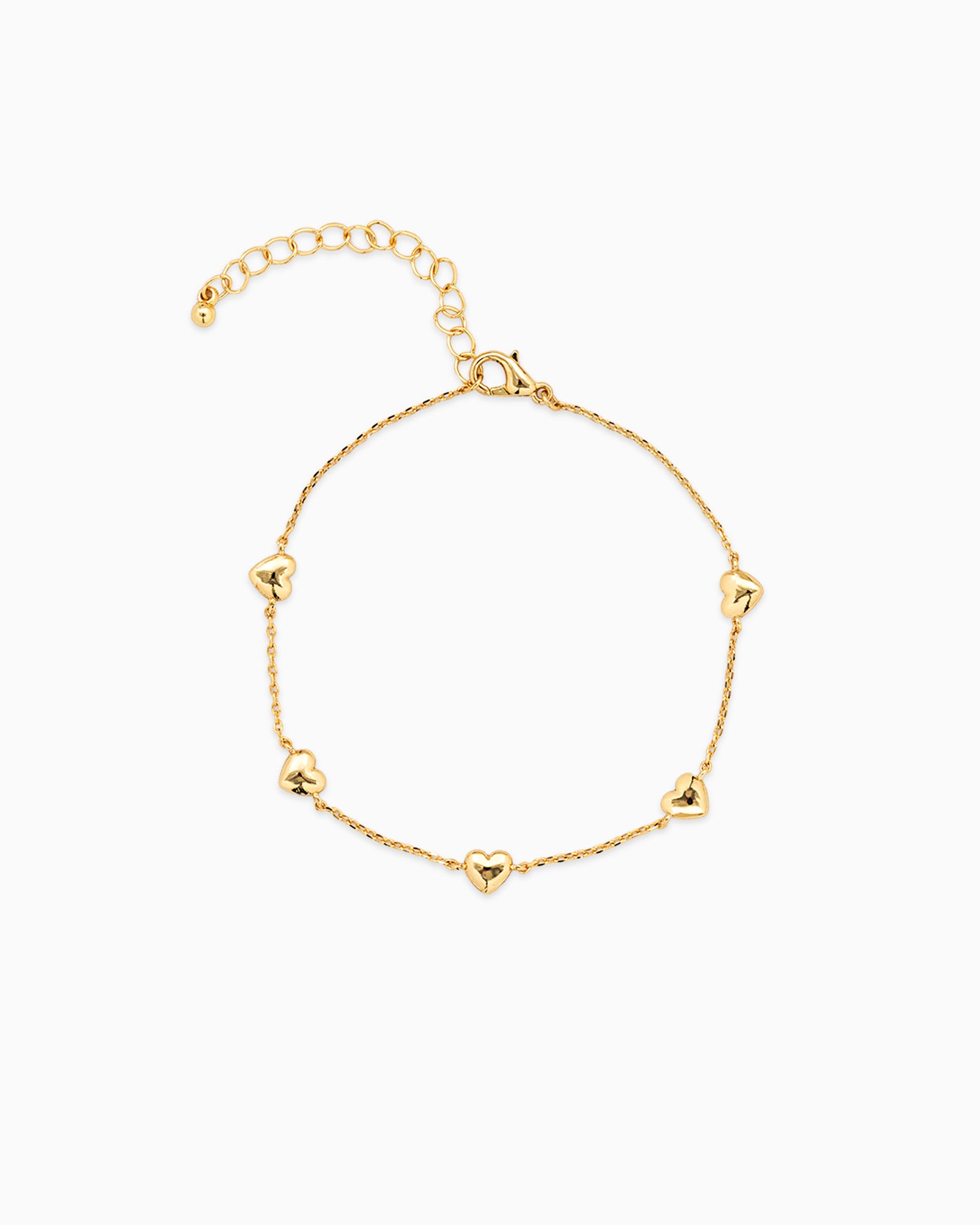 Puff Heart Pendant Station Bracelet