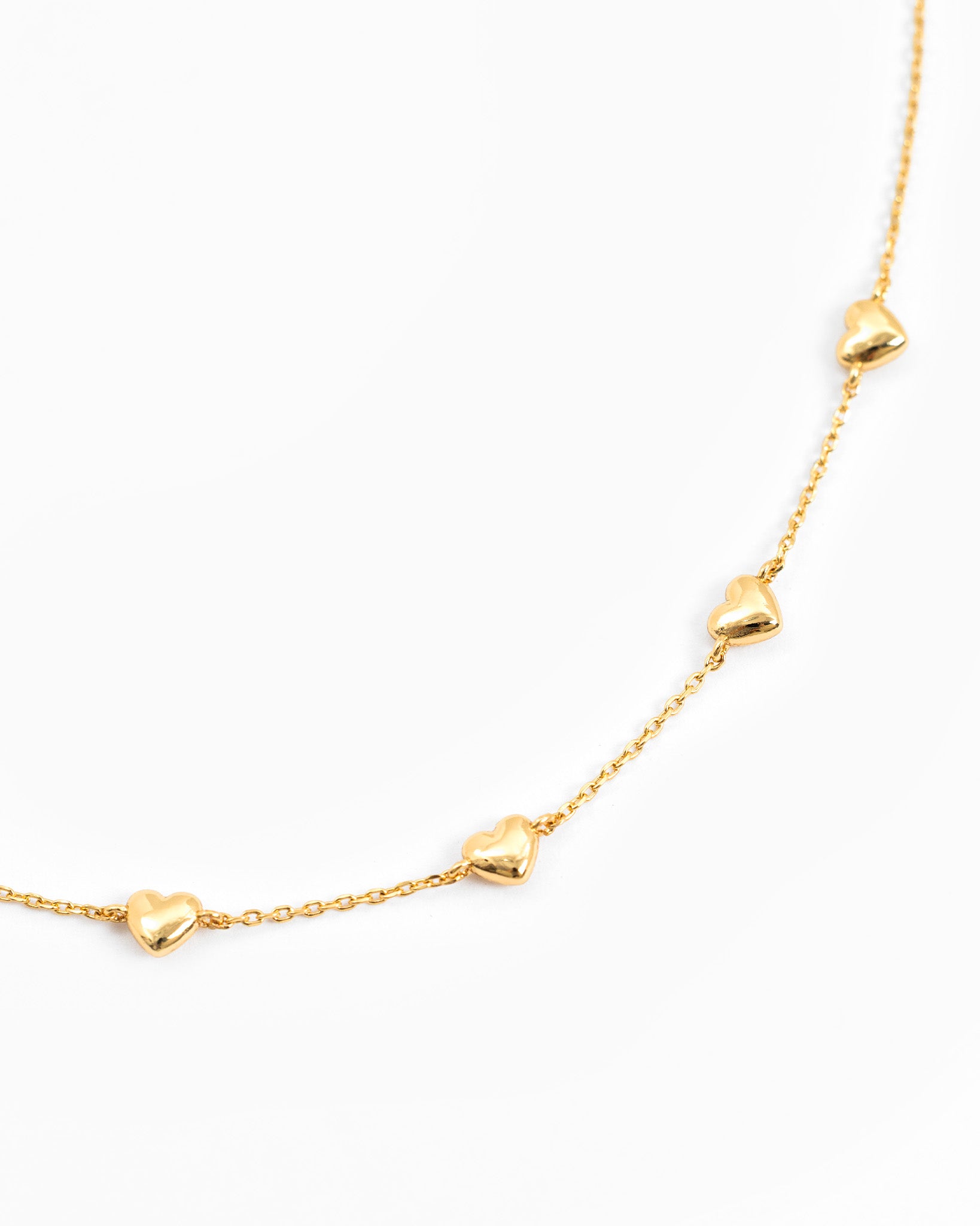 Puff Heart Pendant Station Bracelet