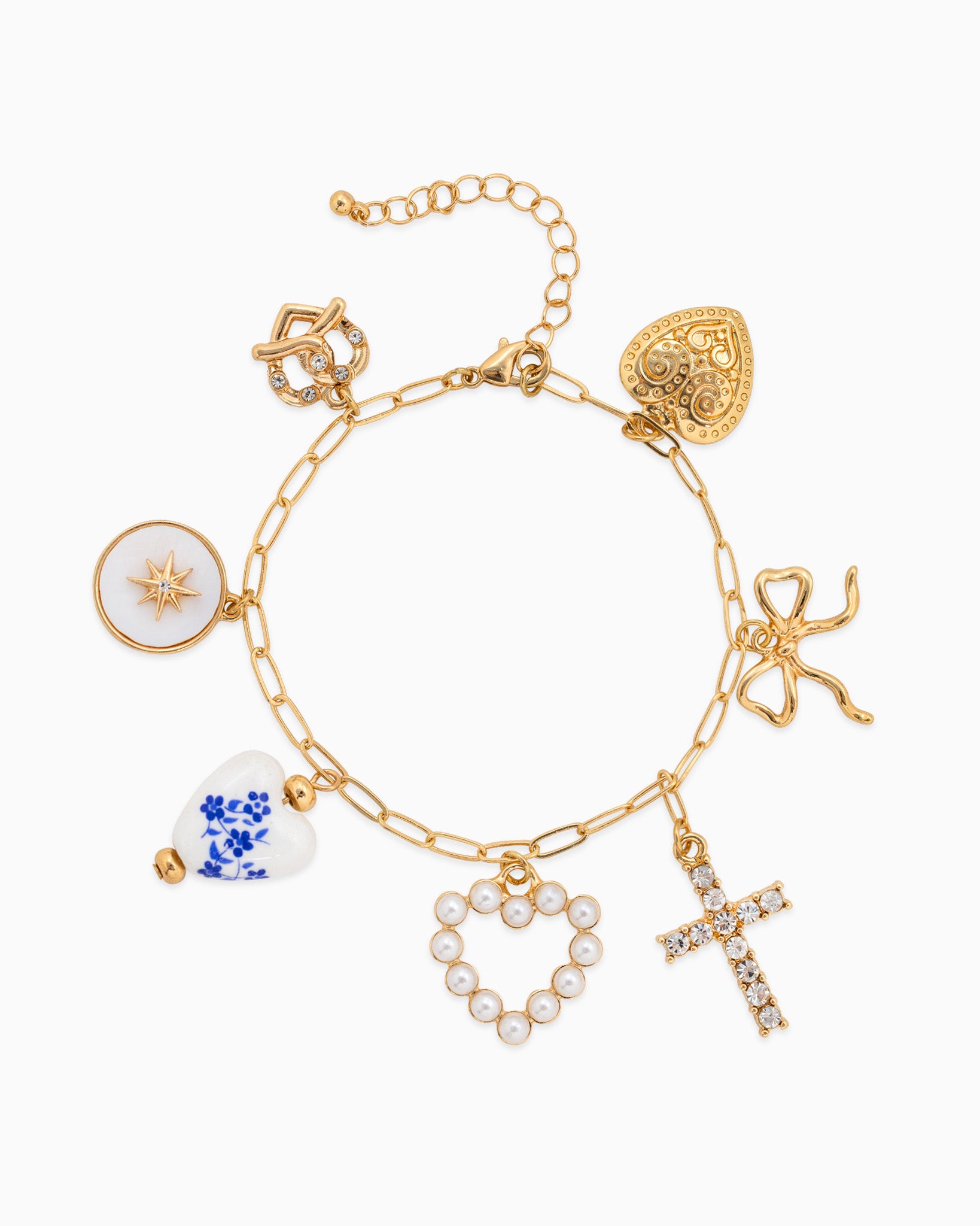 Vintage Dreamy Charm with Ceramic Heart Bracelet