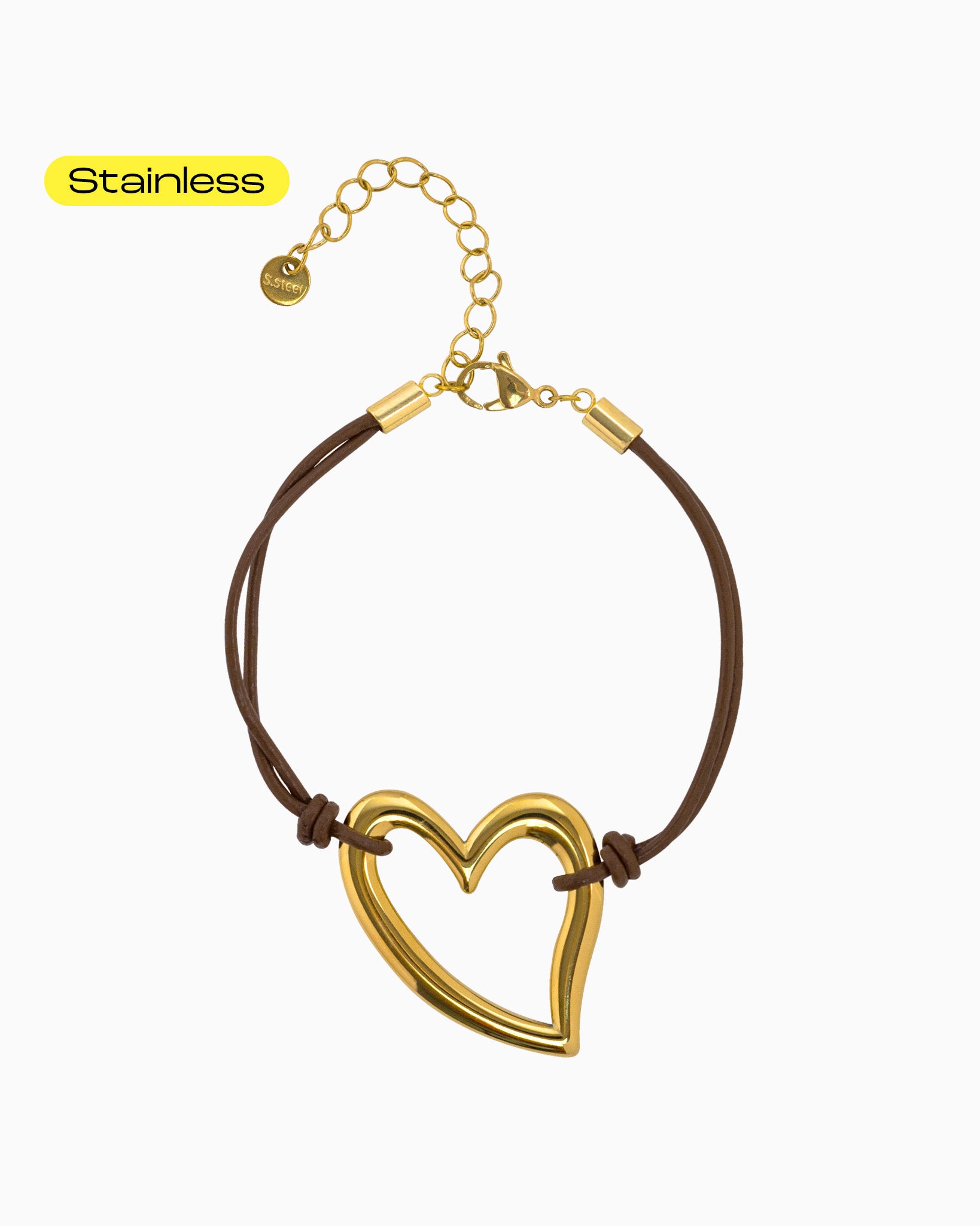 Stainless Heart Cord Bracelet