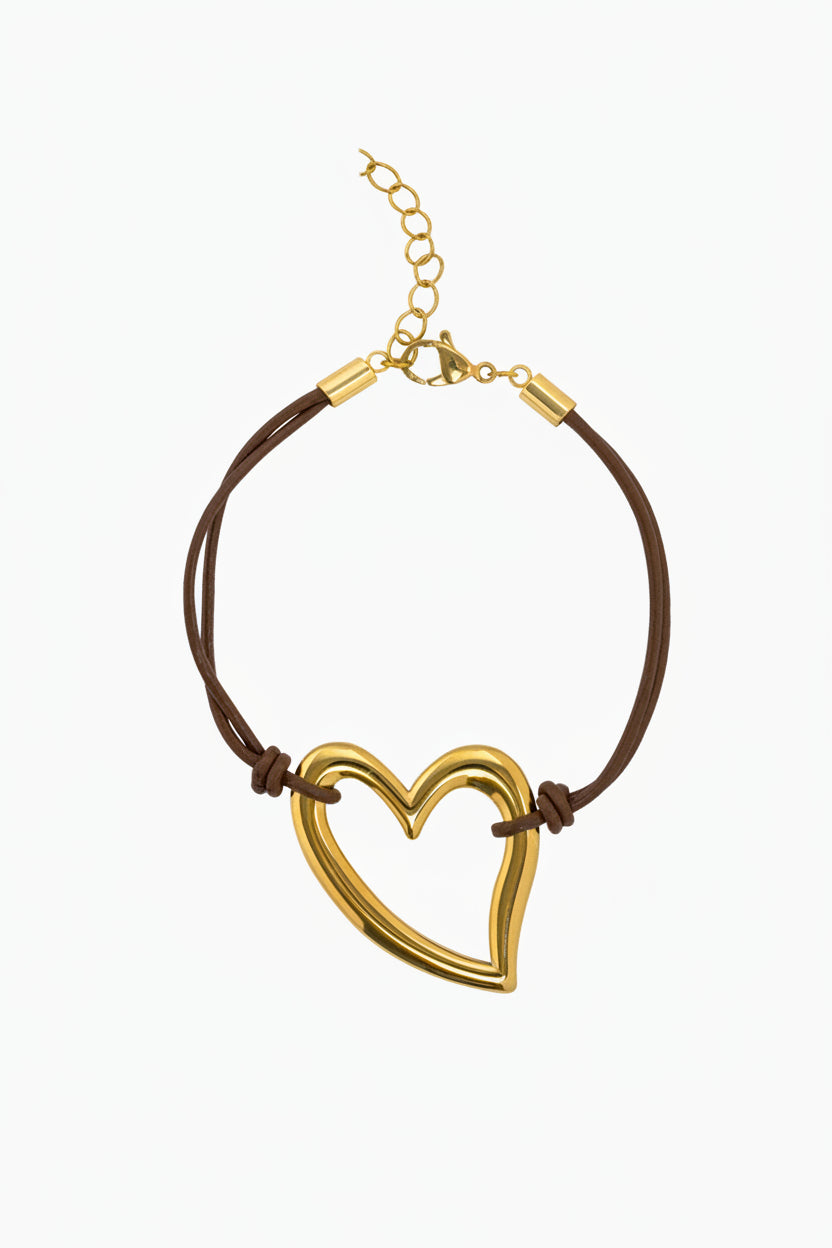 Stainless Heart Cord Bracelet