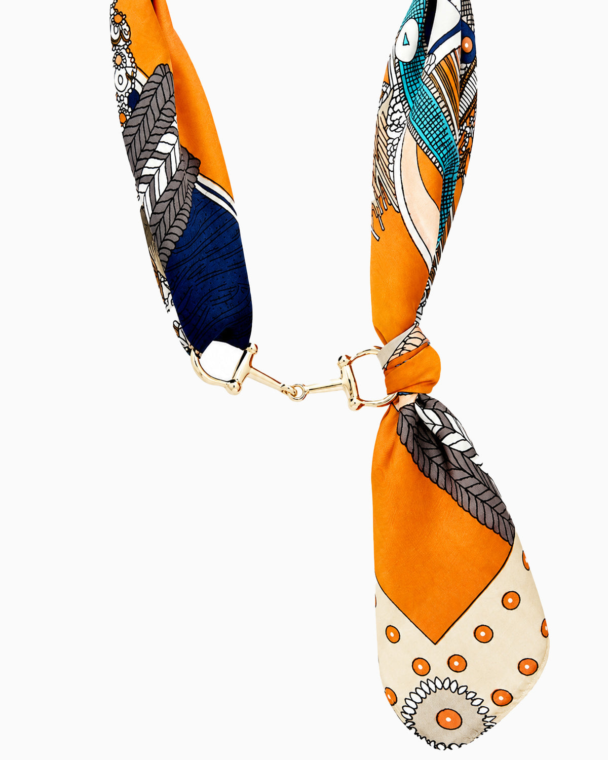 Horse Bit Silk Scarf Necklace-7