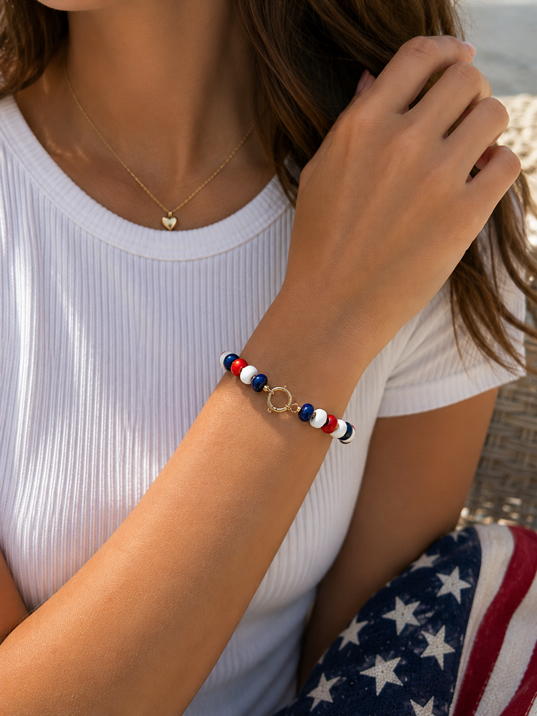 Americana Marble Bead Bracelet