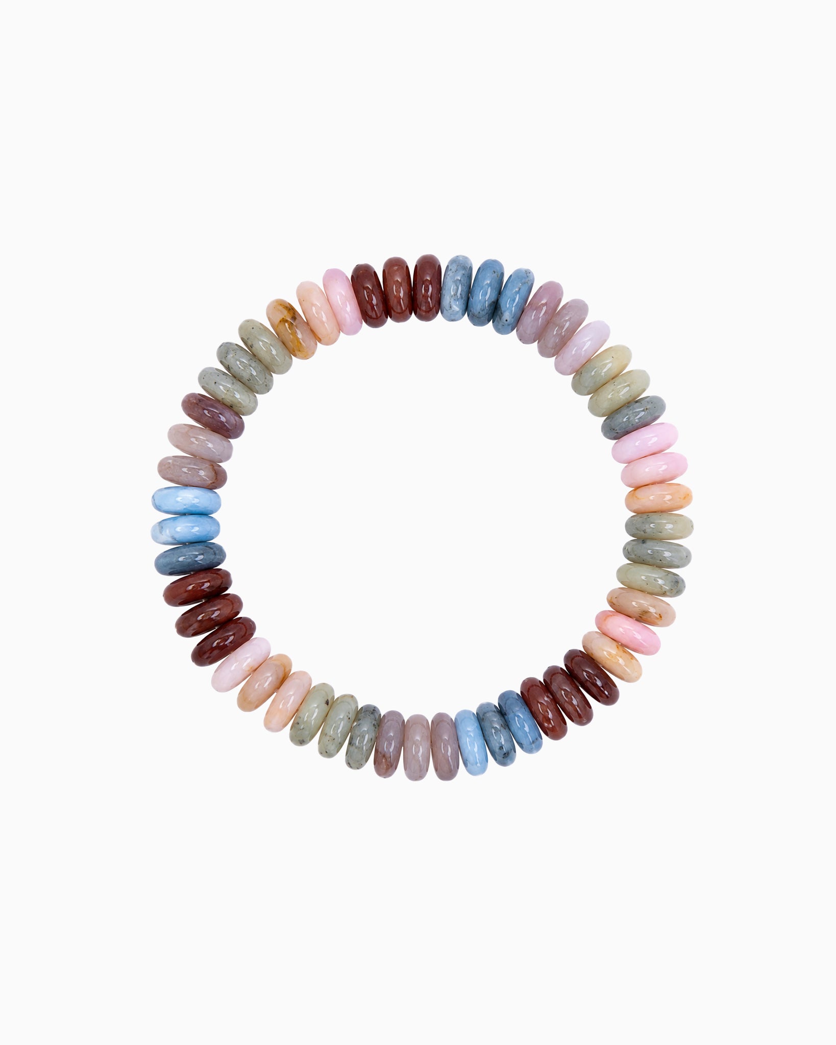Autumn Wide Disc Marble Beaded Stretch Bracelets-6