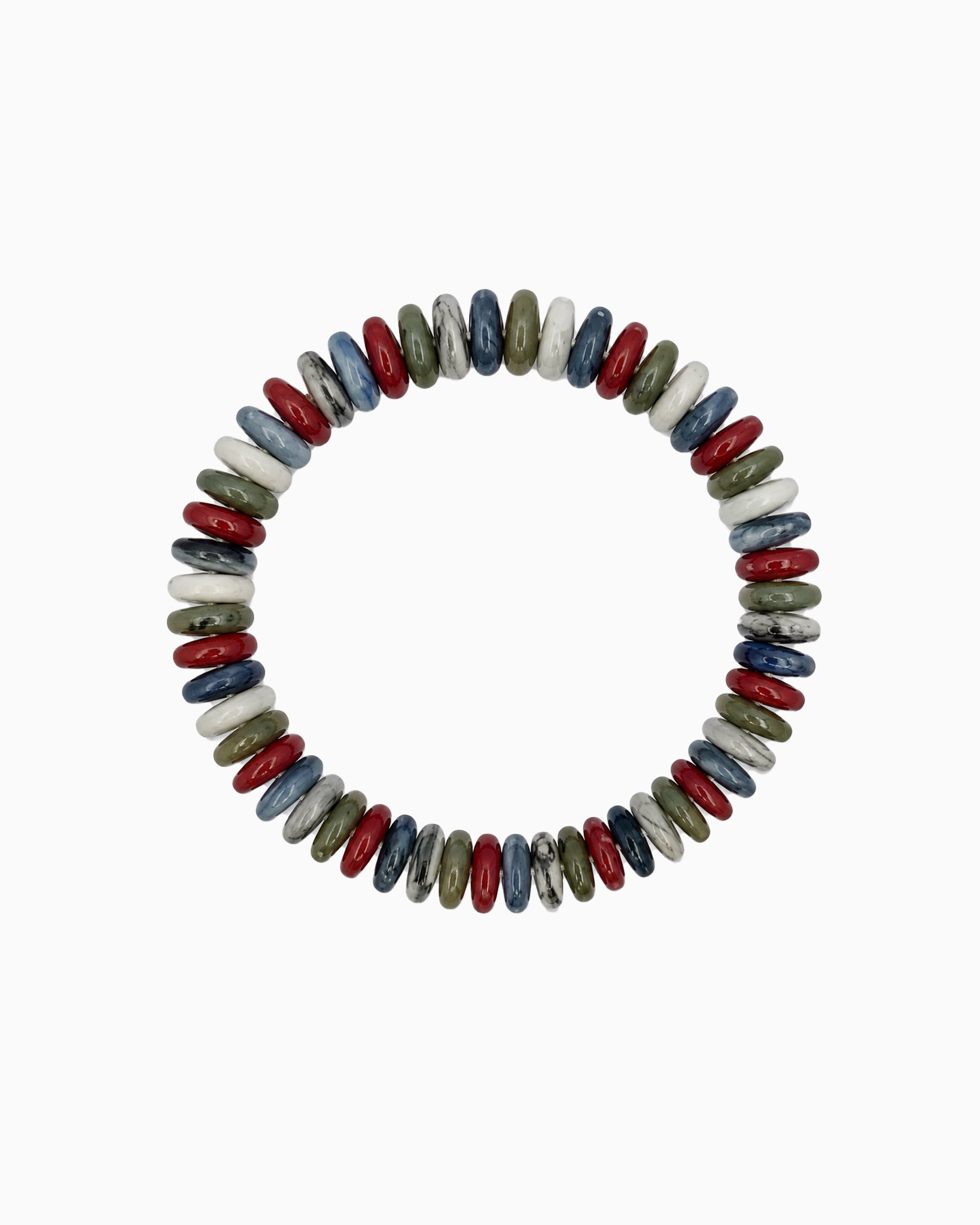 Autumn Wide Disc Marble Beaded Stretch Bracelets-8
