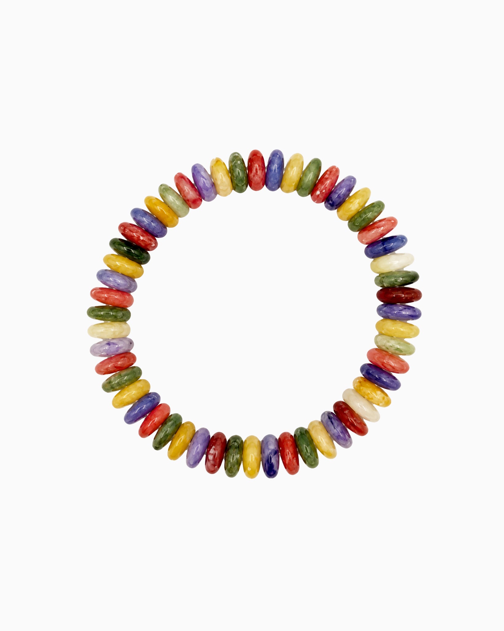 Autumn Wide Disc Marble Beaded Stretch Bracelets-7