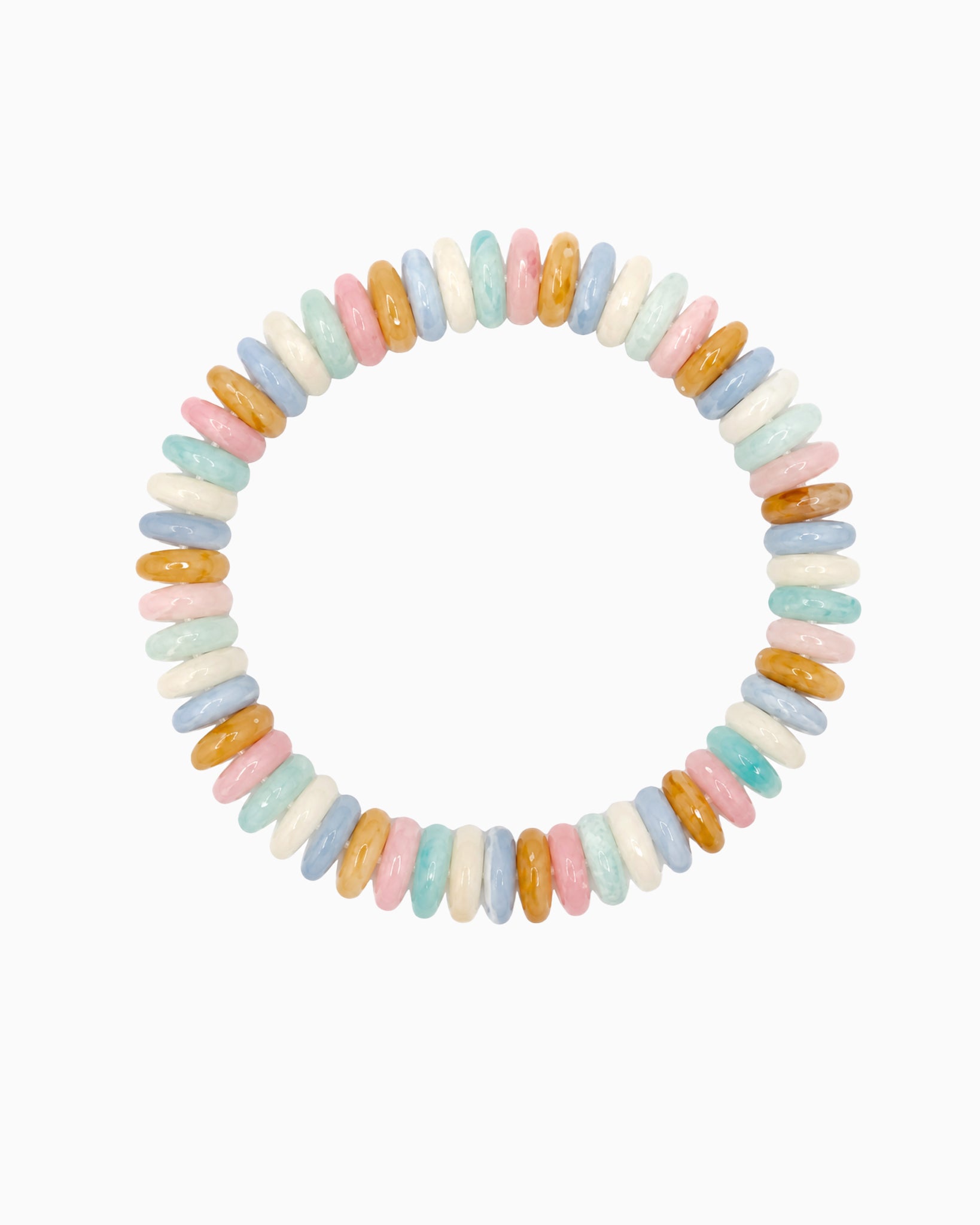 Summer Wide Disc Marble Beaded Stretch Bracelets-5