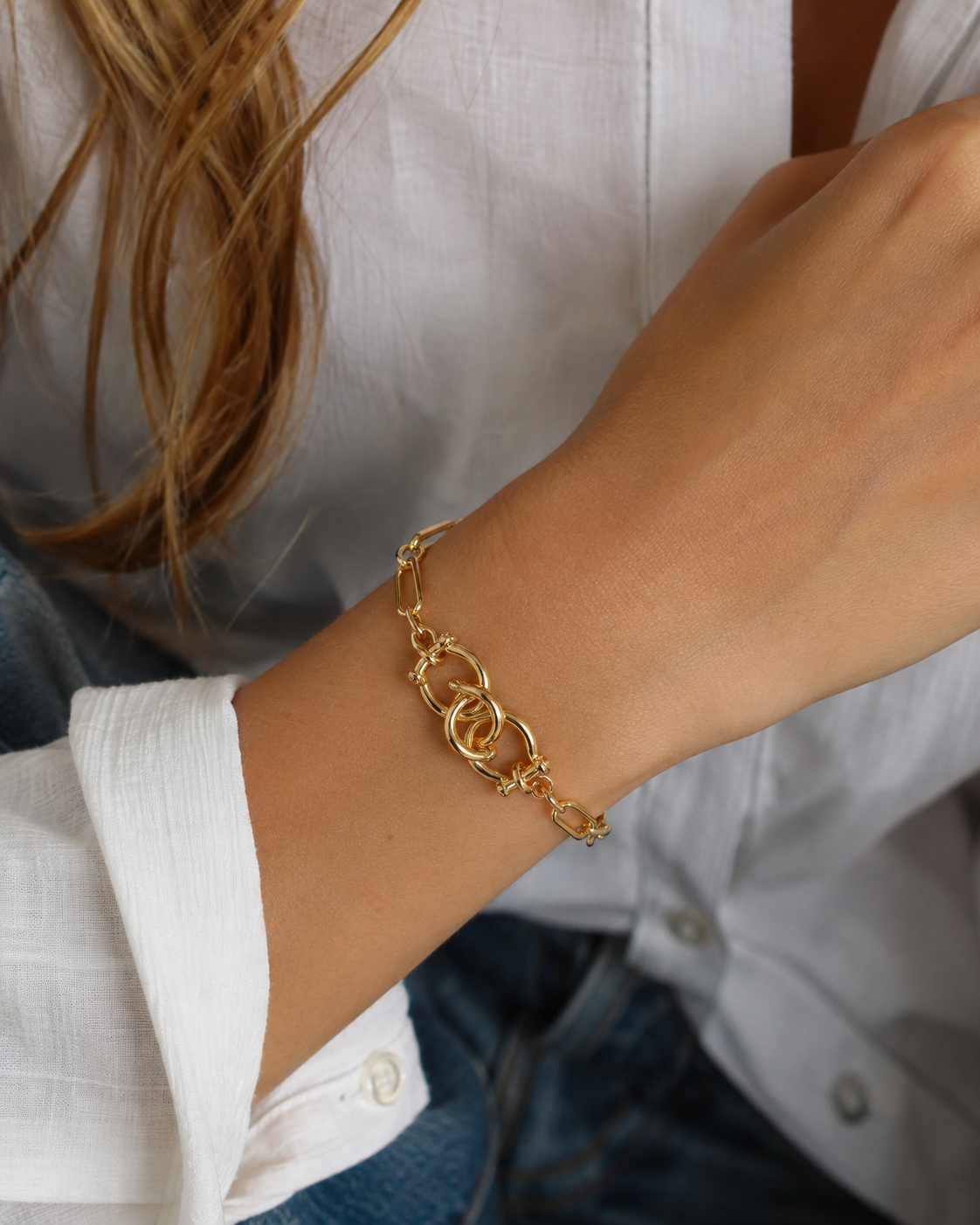 Horsebit Link Mixed Chain Bracelet-2