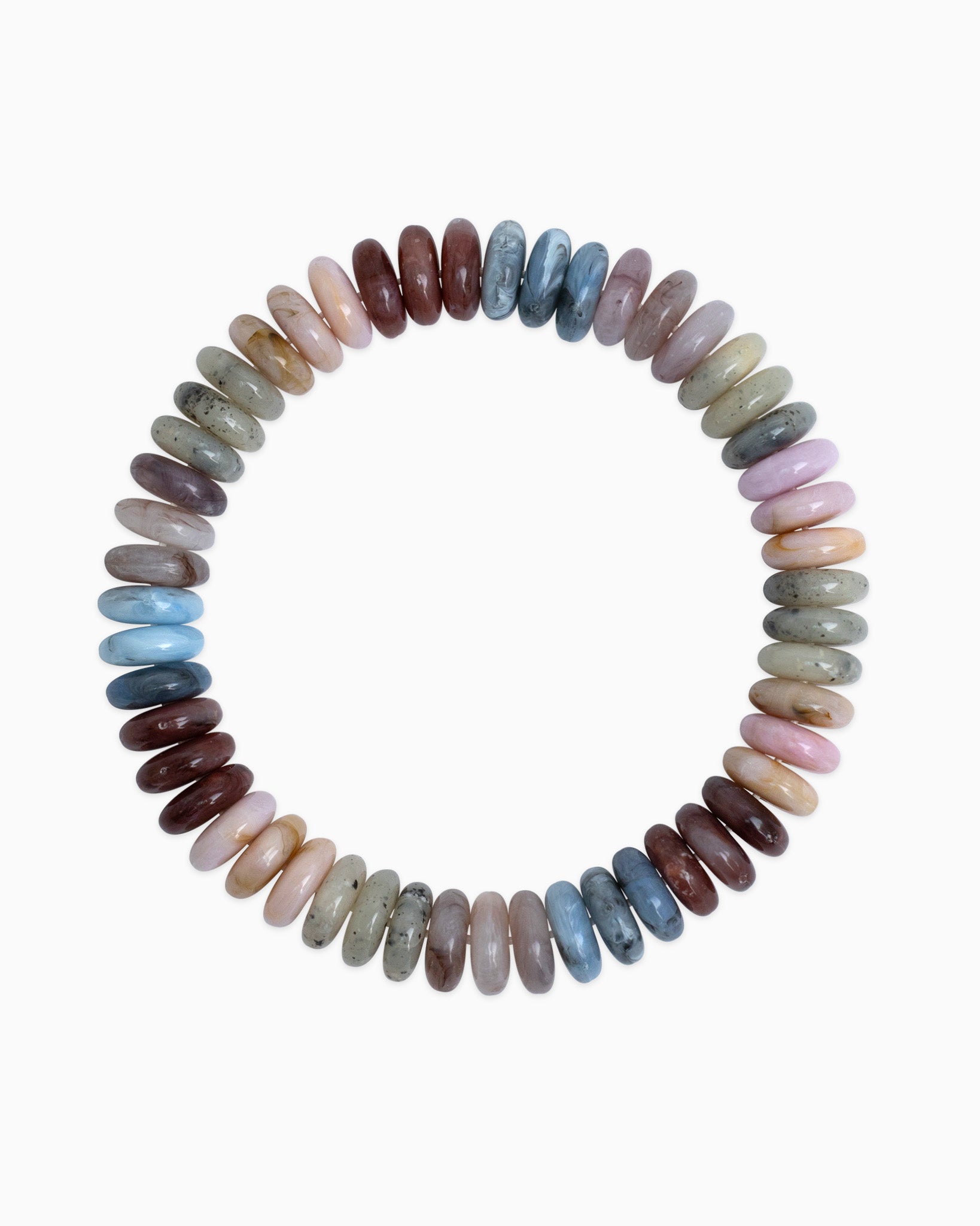 Multi Color Wide Marble Beaded Stretch Bracelet